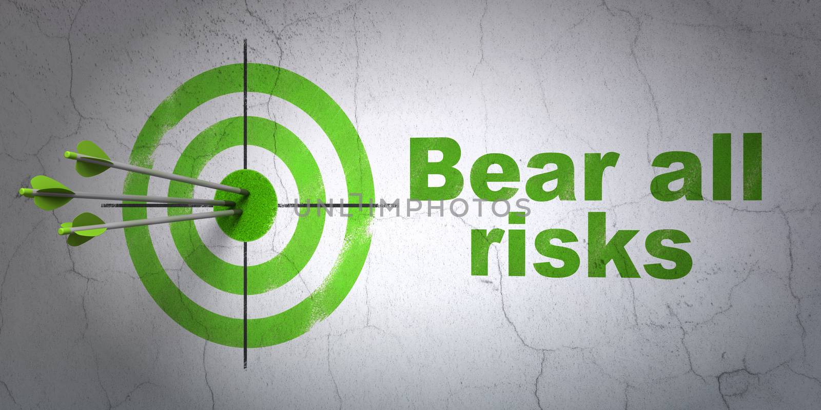 Insurance concept: target and Bear All Risks on wall background by maxkabakov