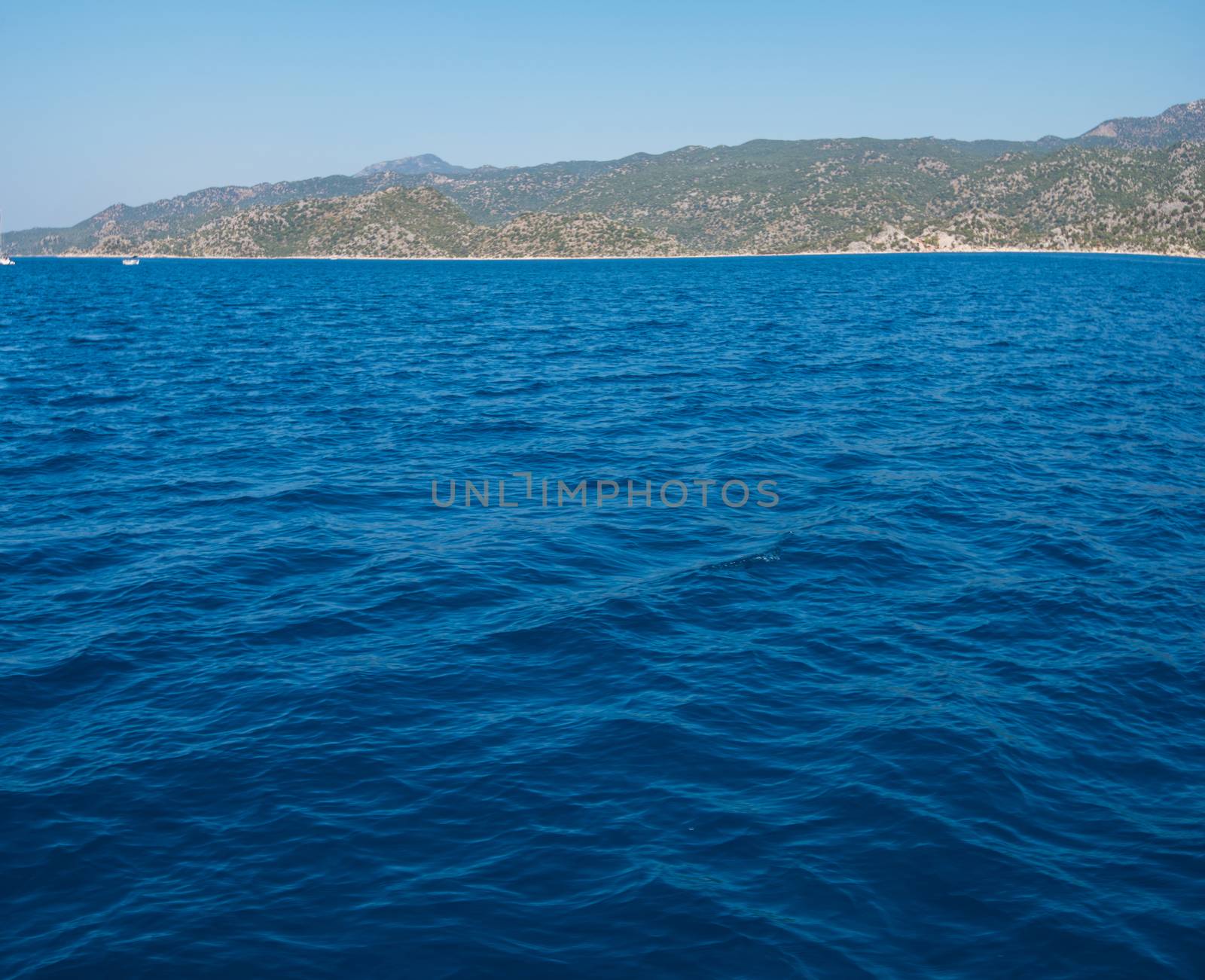 Sea, near ruins of the ancient city on the Kekova island, Turkey