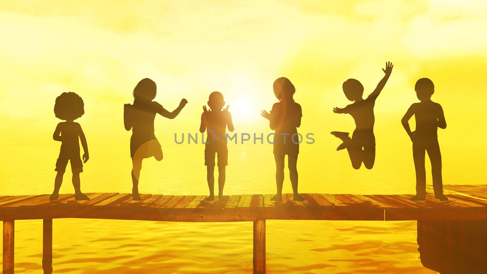 Kids Playing in the Summertime on a Pier
