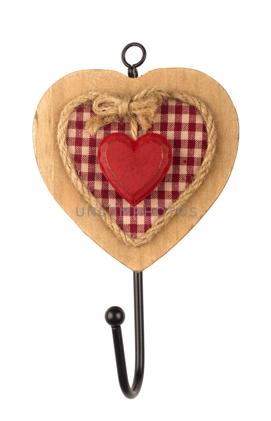Heart shaped hanger isolated on white background