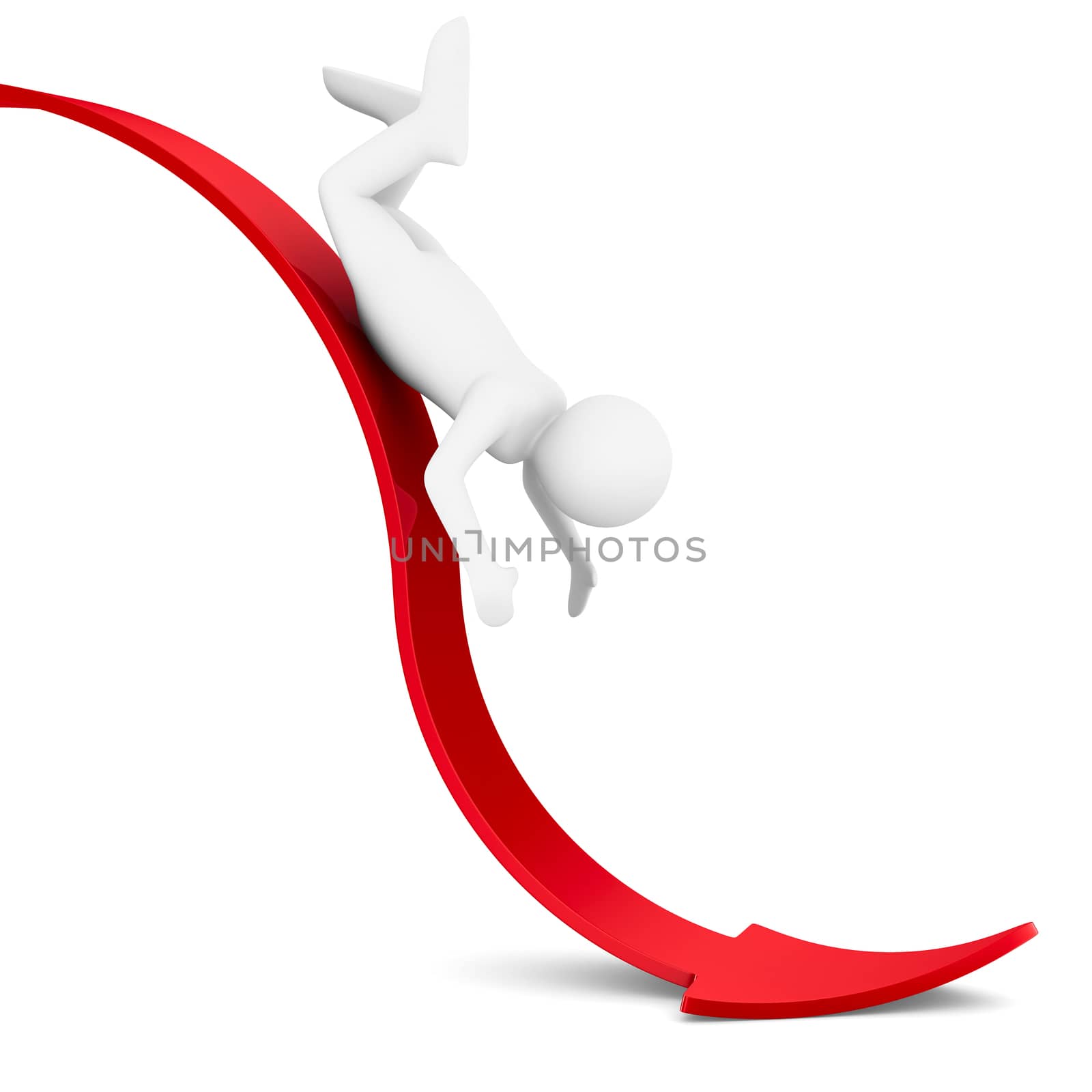 man on red arrow. Isolated 3D image by ISerg