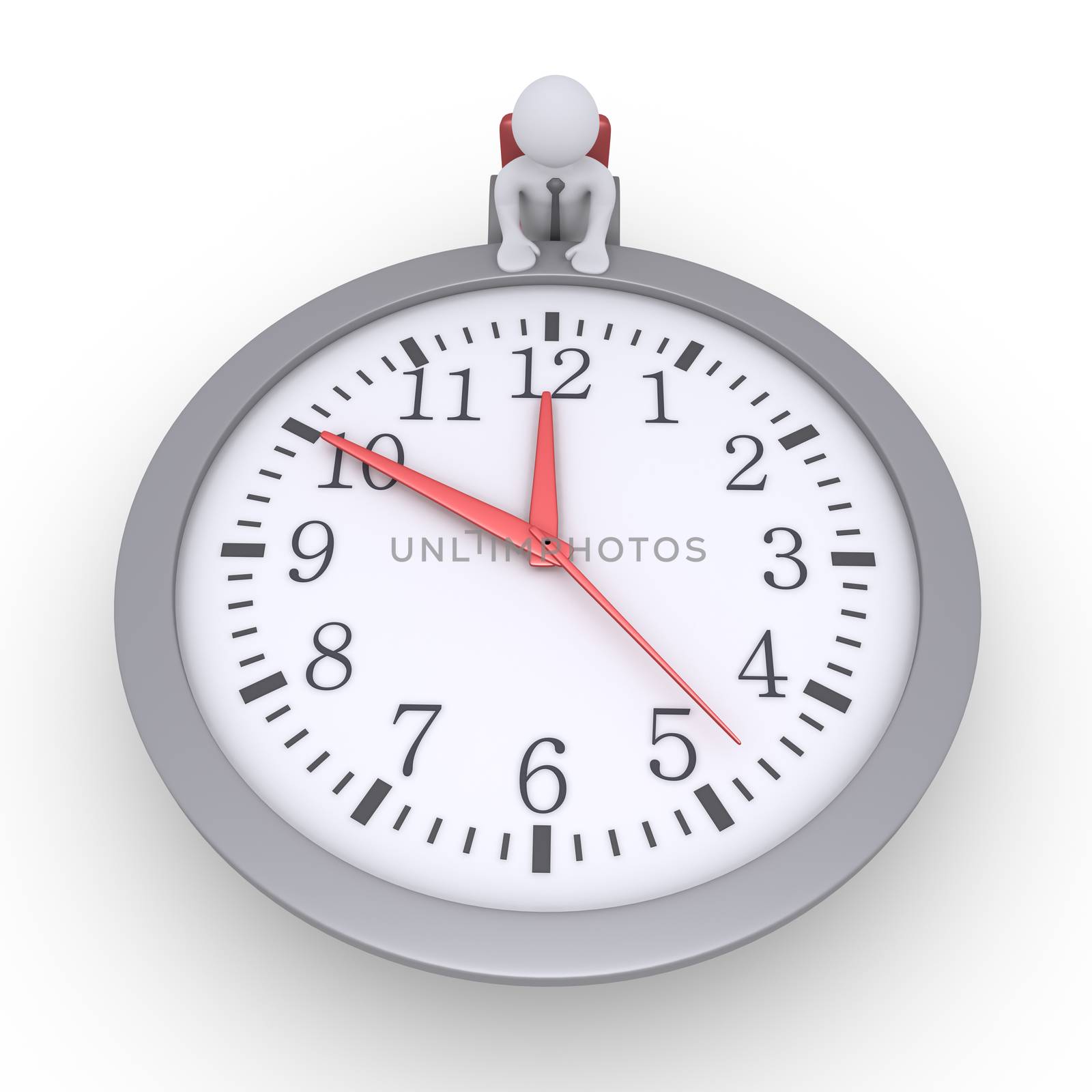 Businessman is sitting at a round table-clock