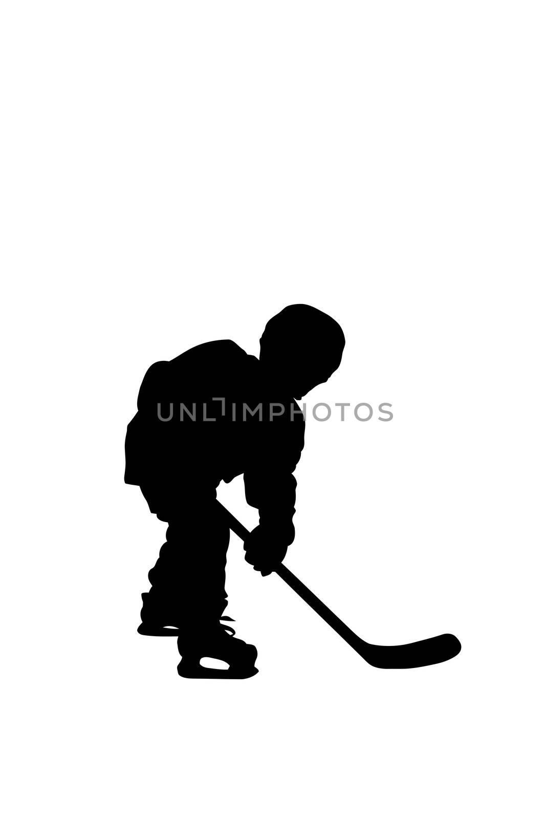 Silhouette of two hockey player, isolated on white background.
