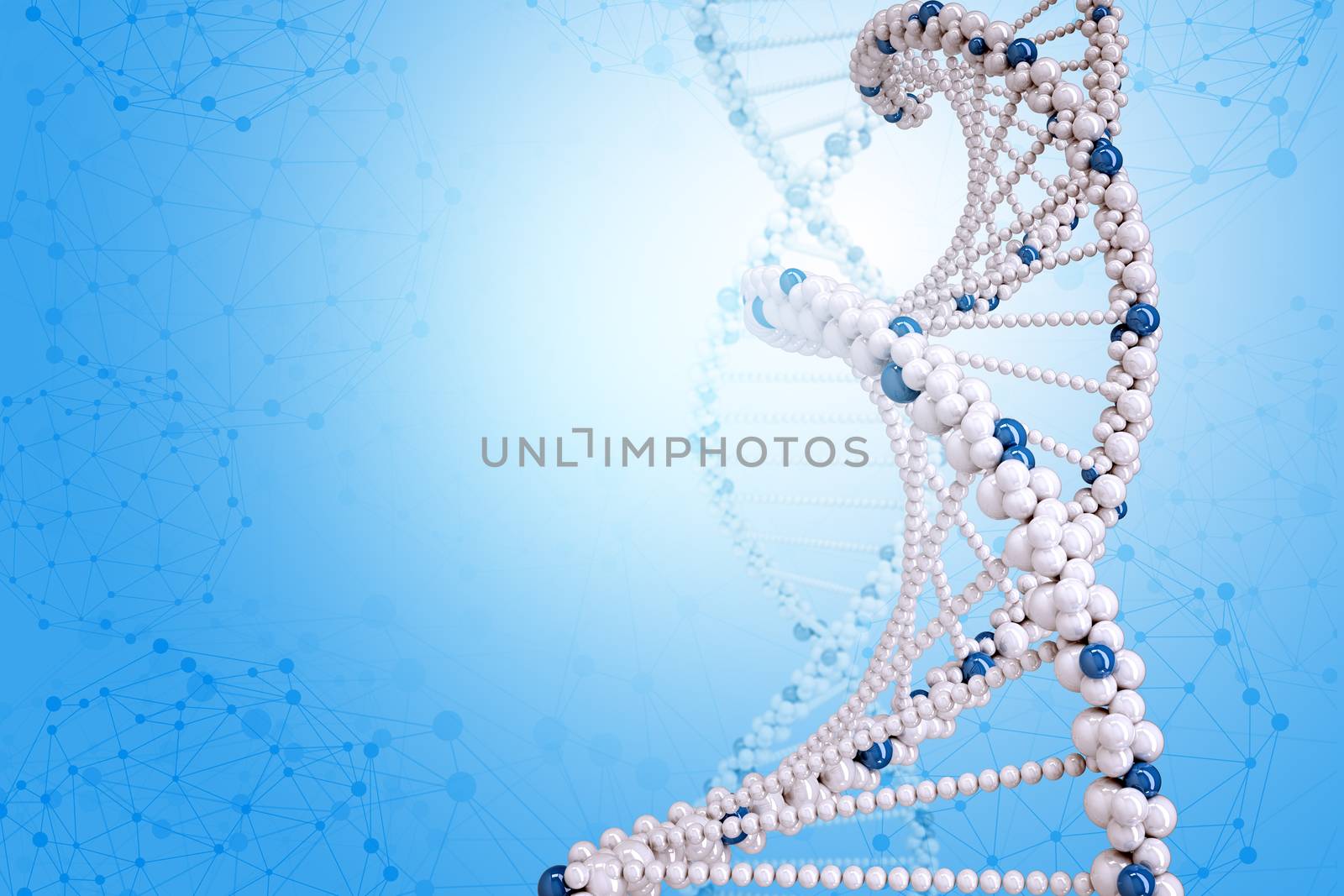DNA molecule on blue background, beautiful illustration