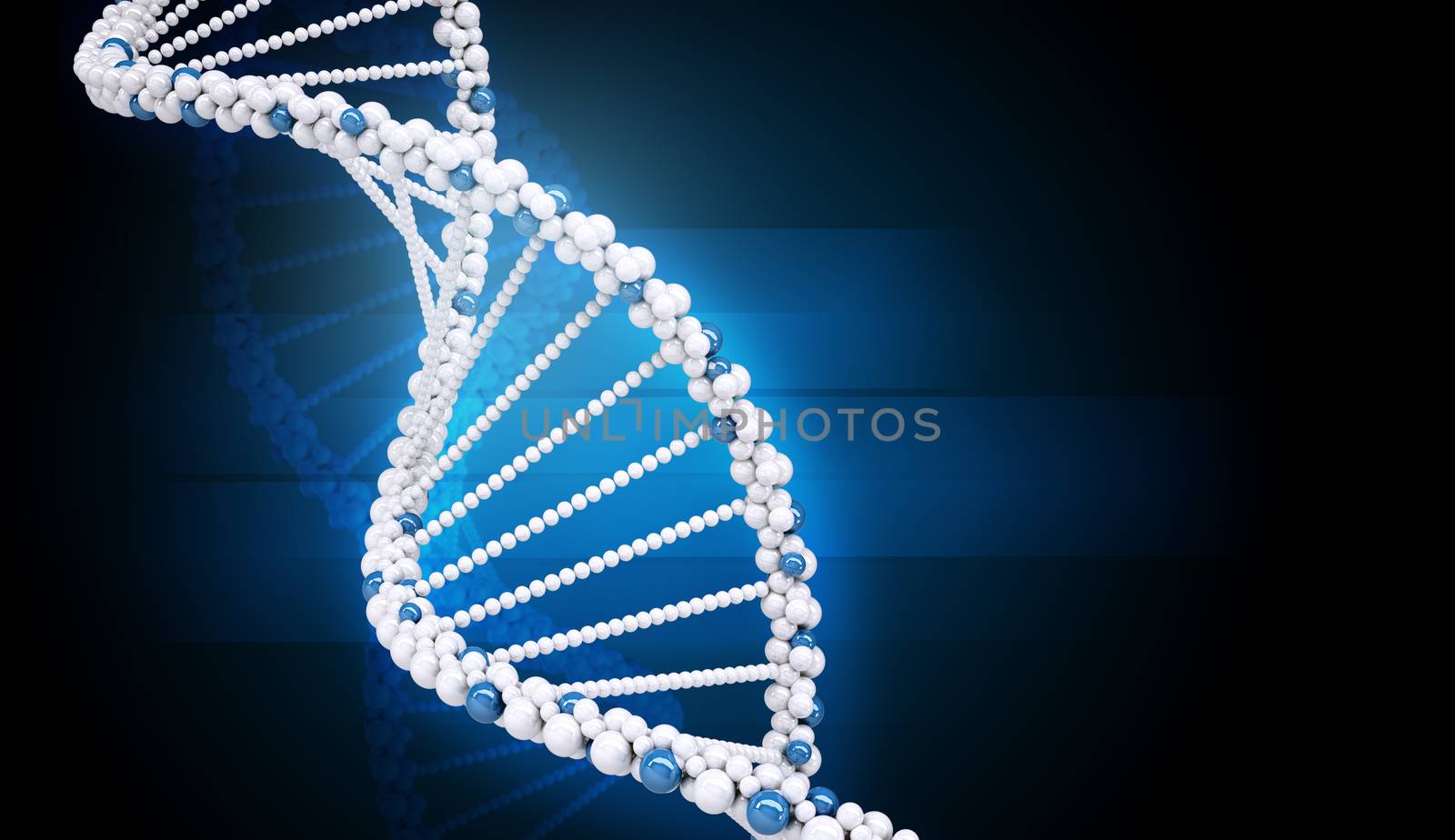 DNA molecule on dark blue background, beautiful illustration