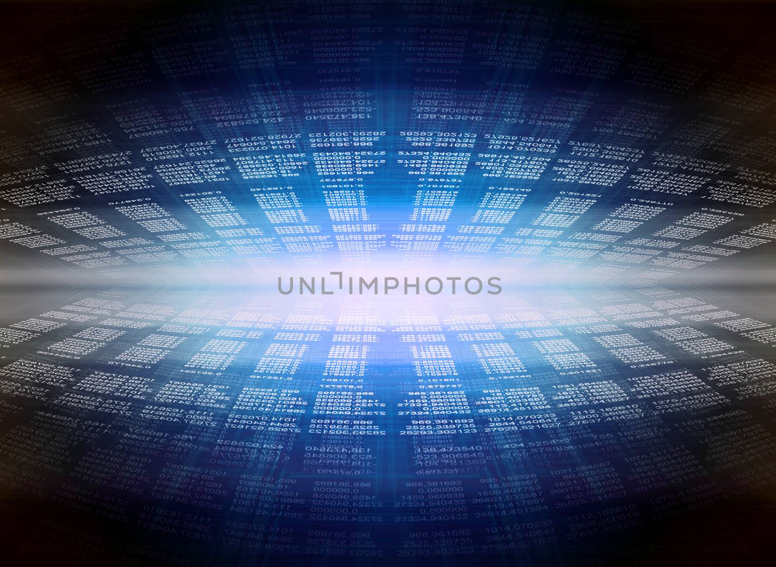 Abstract background with numbers and lightspot in center