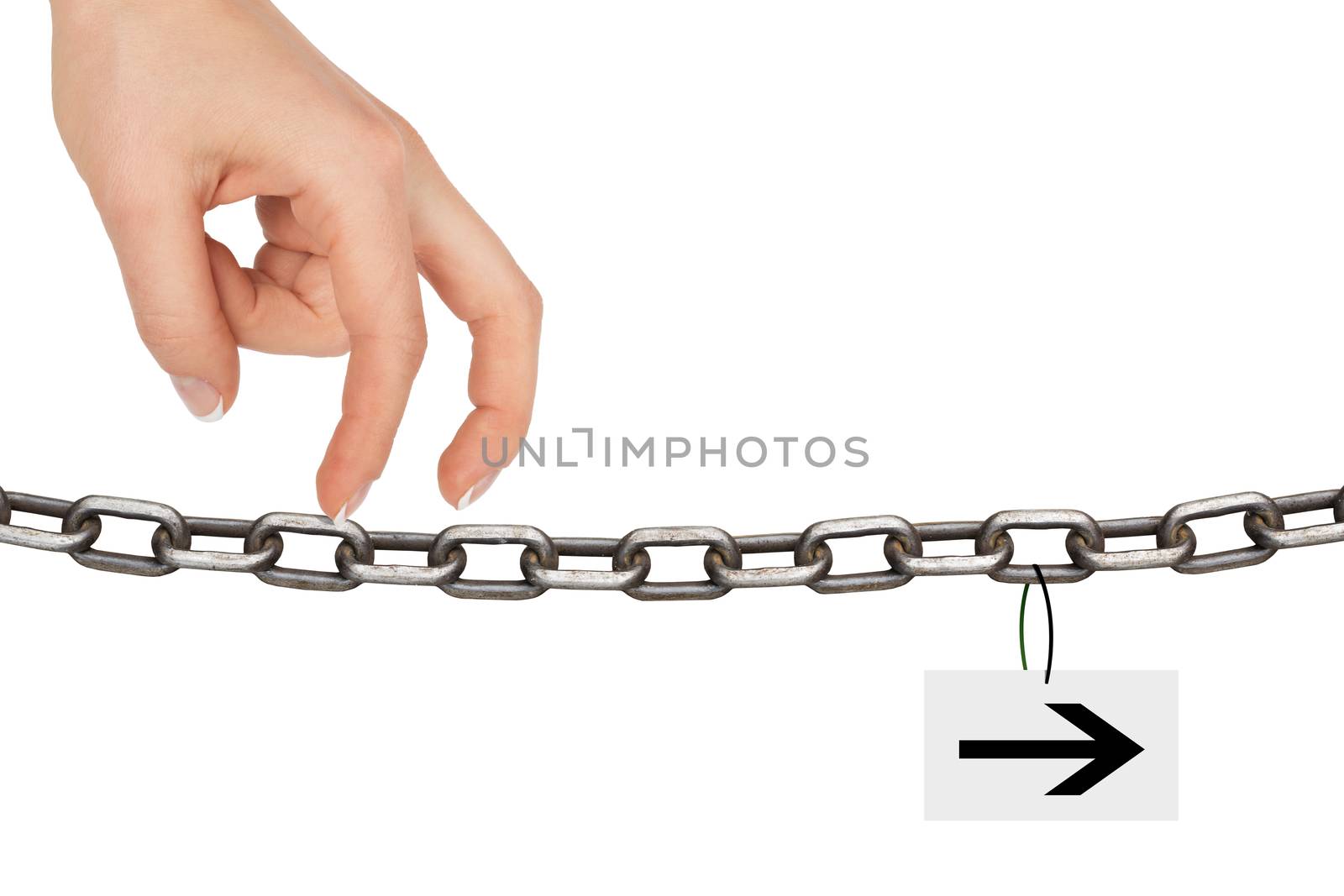 Womans fingers walking on chain by cherezoff