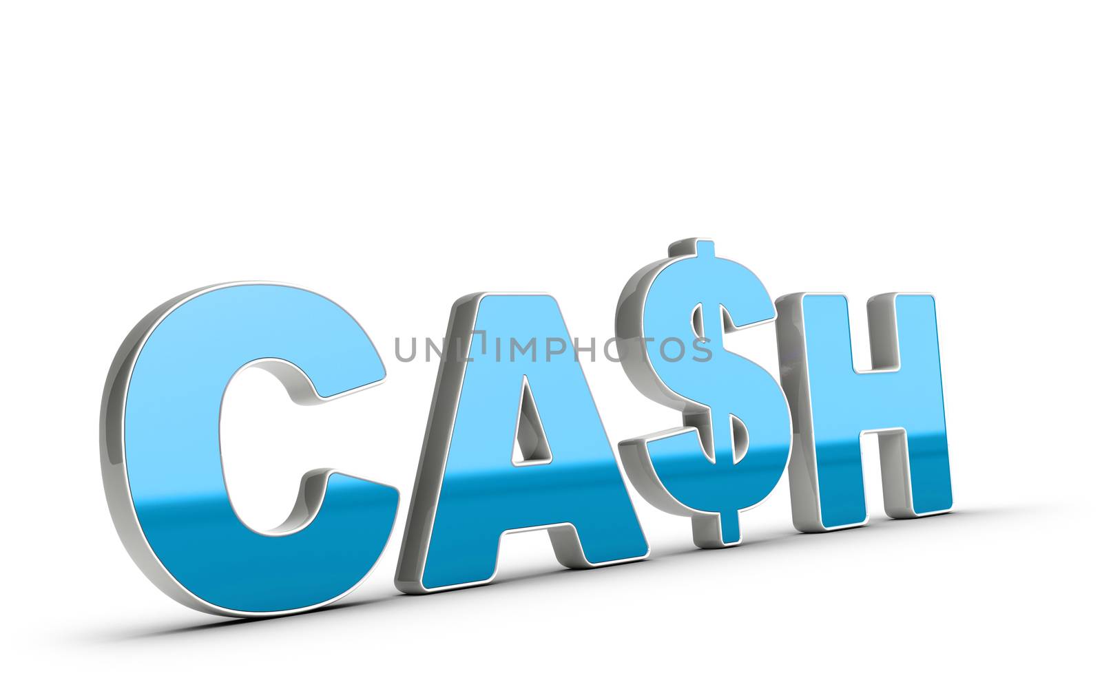 Cash word and dollar symbol over white background