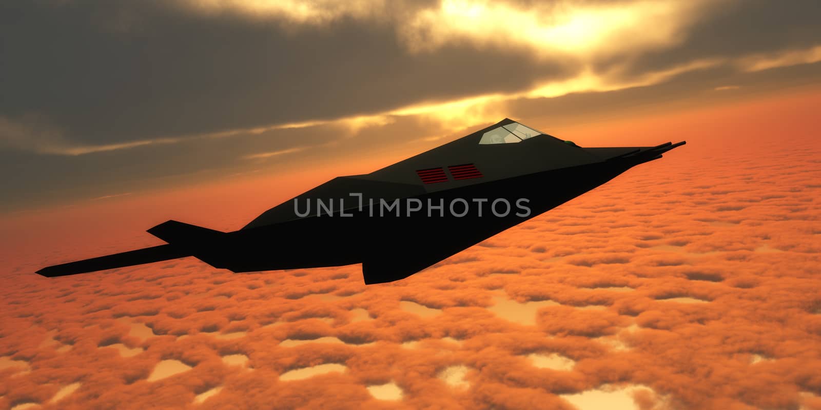 Stealth Fighter Jet Side View by Catmando