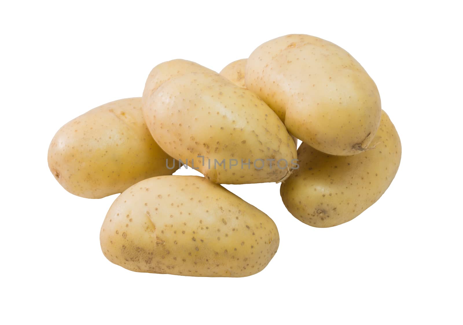 Fresh potatoes isolated on white background close up