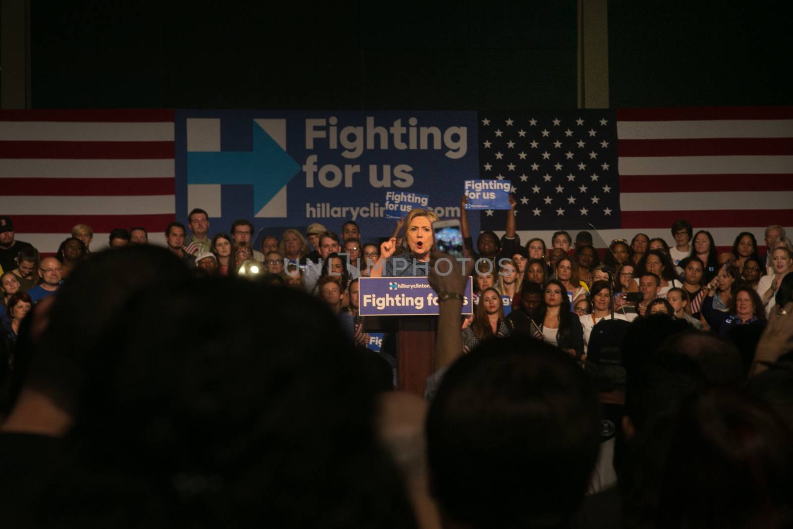 UNITED STATES, West Palm Beach: Democratic presidential candidate former Secretary of State Hillary Clinton speaks during her primary night gathering on March 15, 2016 in West Palm Beach, Florida. Hillary Clinton defeated rival U.S. Sen. Bernie Sanders in the Florida, Ohio and North Carolina primaries.