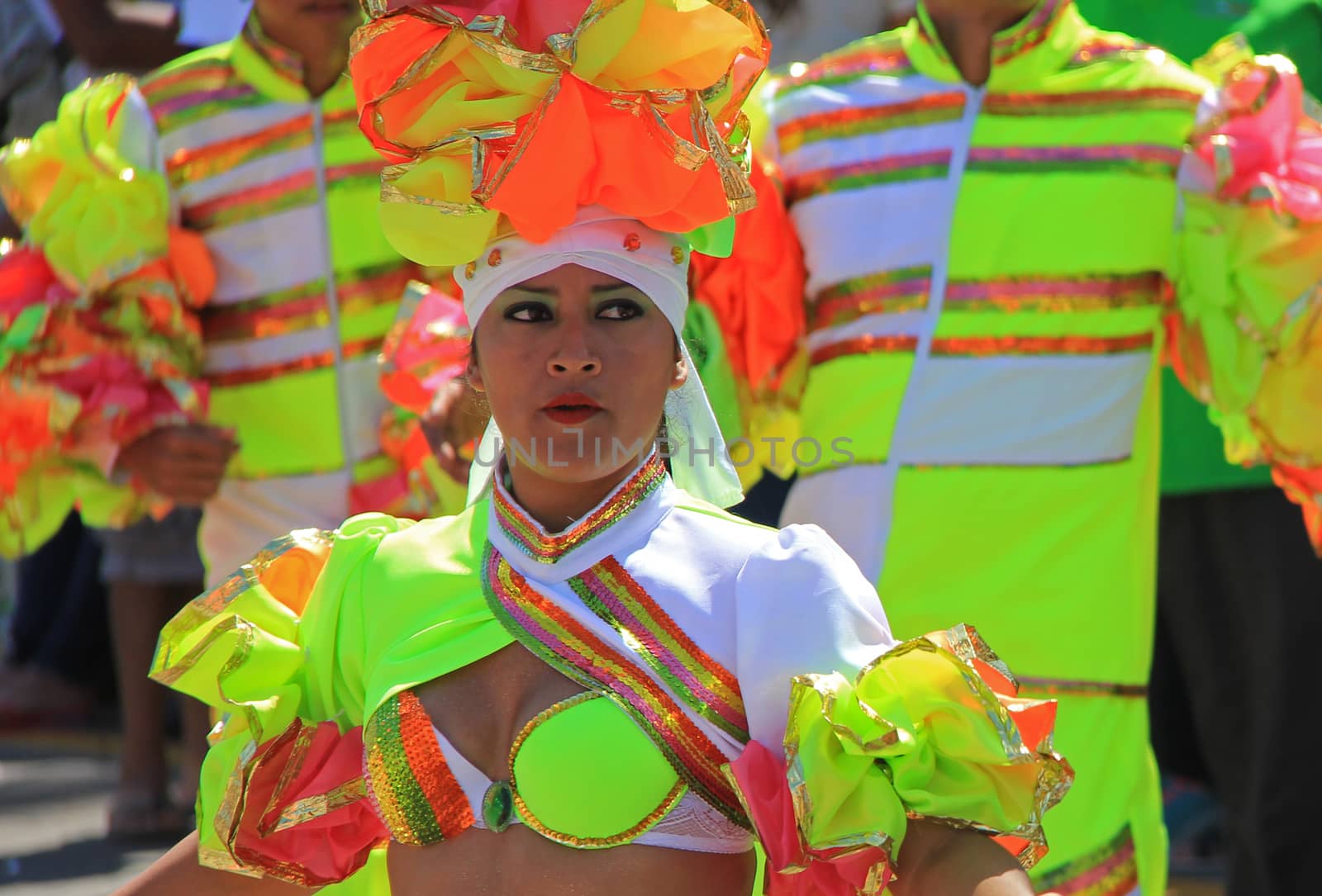 Dancers performing at a parade during a carnaval in Veracruz, Mexico 07 Feb 2016 No model release Editorial use only