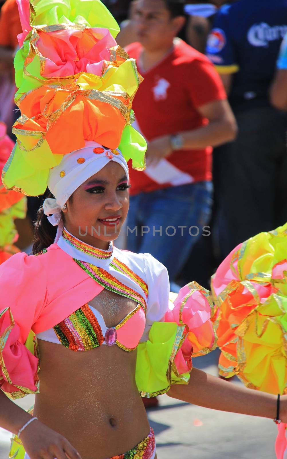 A dancer performing at a parade during a carnaval in Veracruz, Mexico 07 Feb 2016 No model release Editorial use only