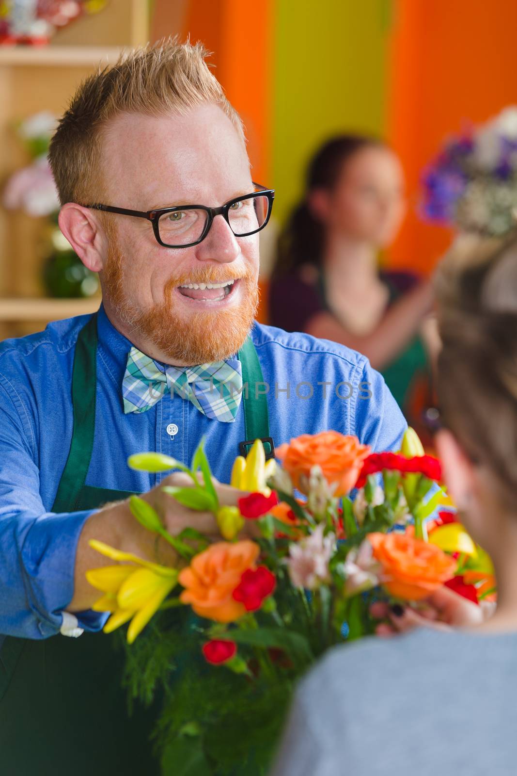 Friendly Flower Shop Owner and Customer by Creatista