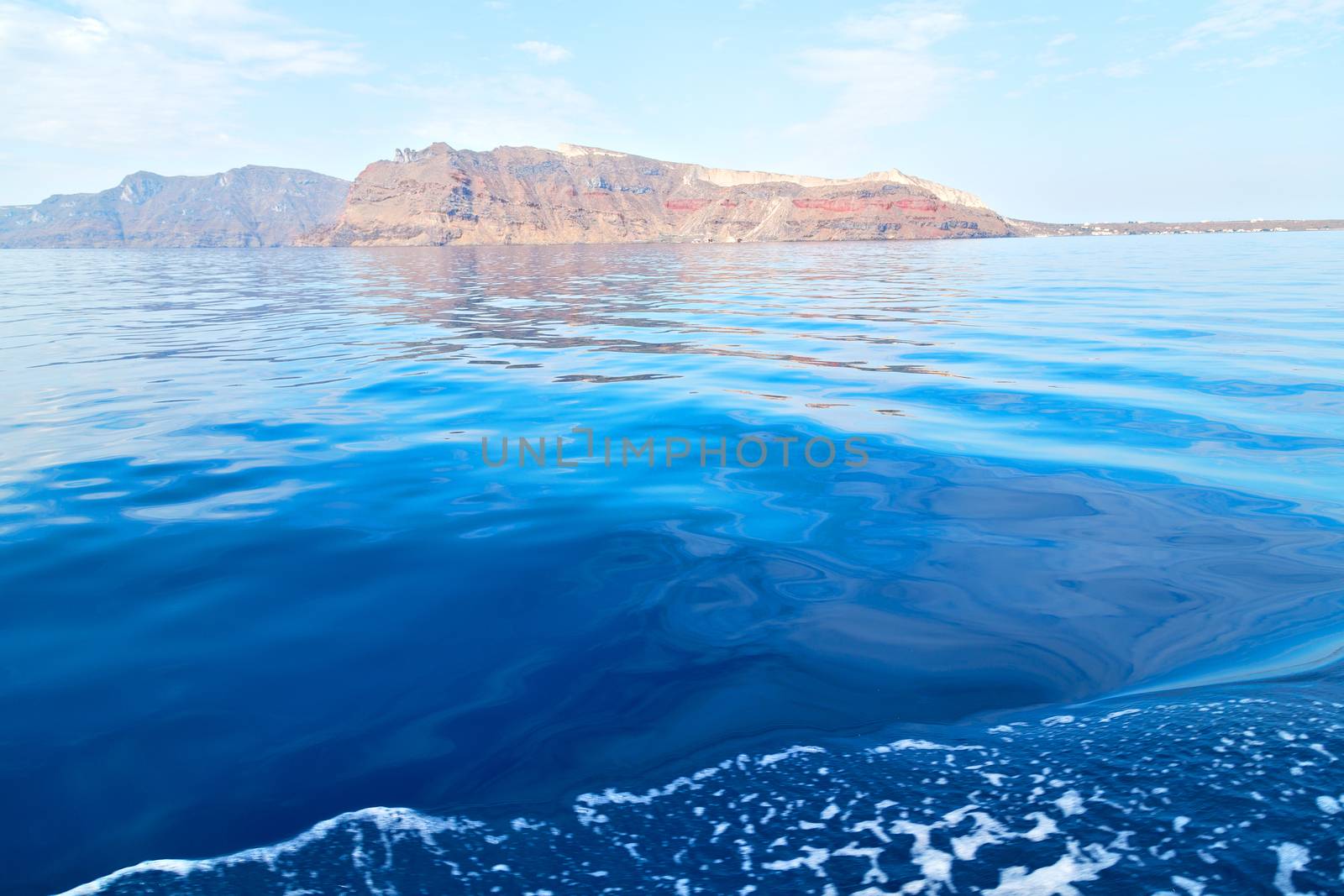 from       the     boat greece islands in     mediterranean sea and sky