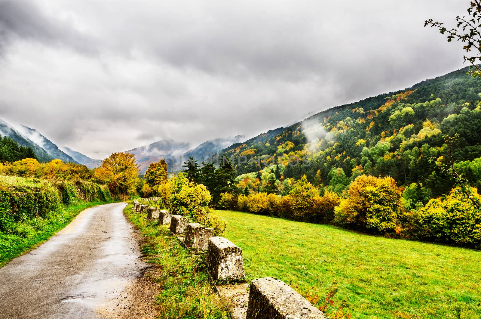 Very beautiful autumn into the Pyrenees mountains in Spain