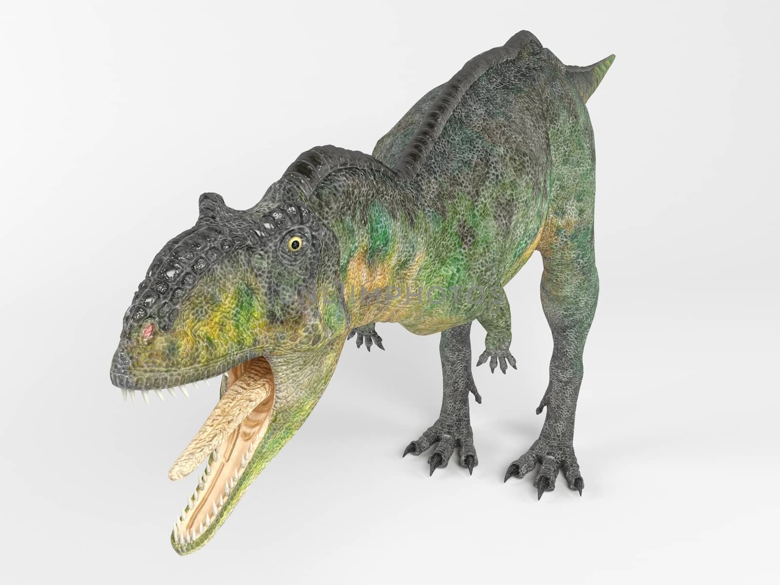 3d render depicting a dinosaur, which lived during the Cretaceous period, isolated on white.