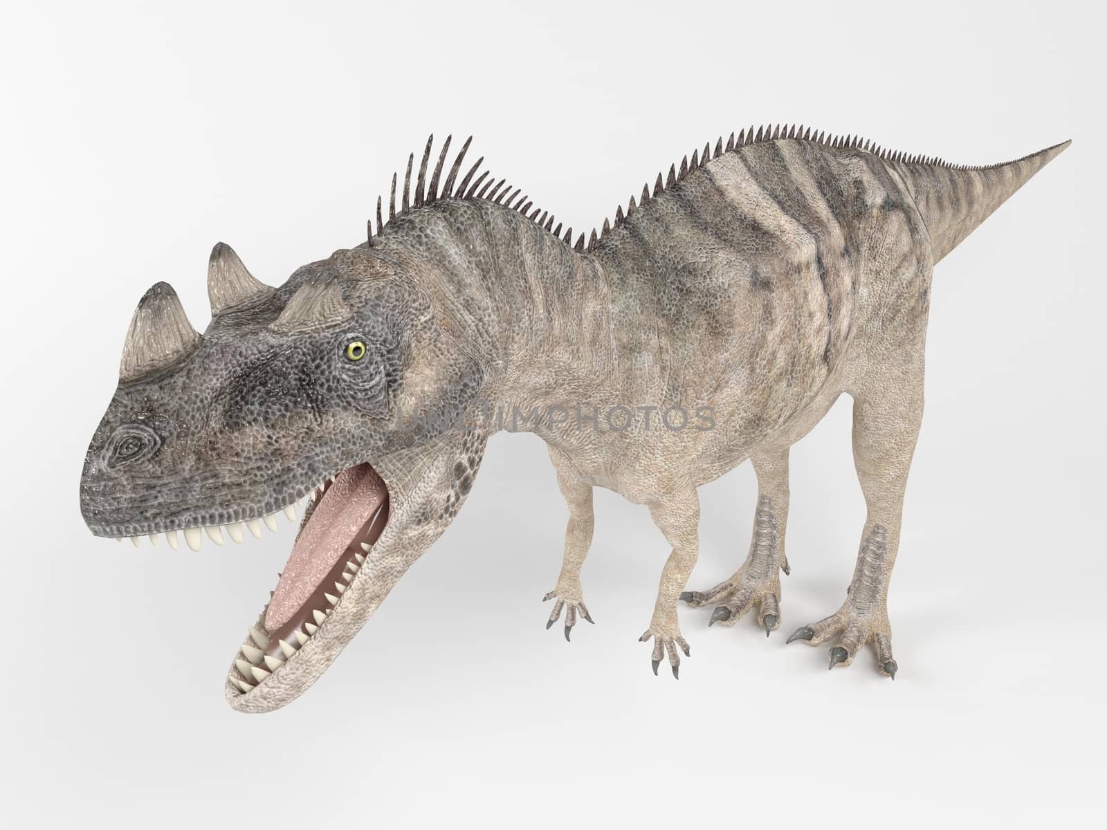 3d render depicting a dinosaur, which lived during the Cretaceous period, isolated on white.