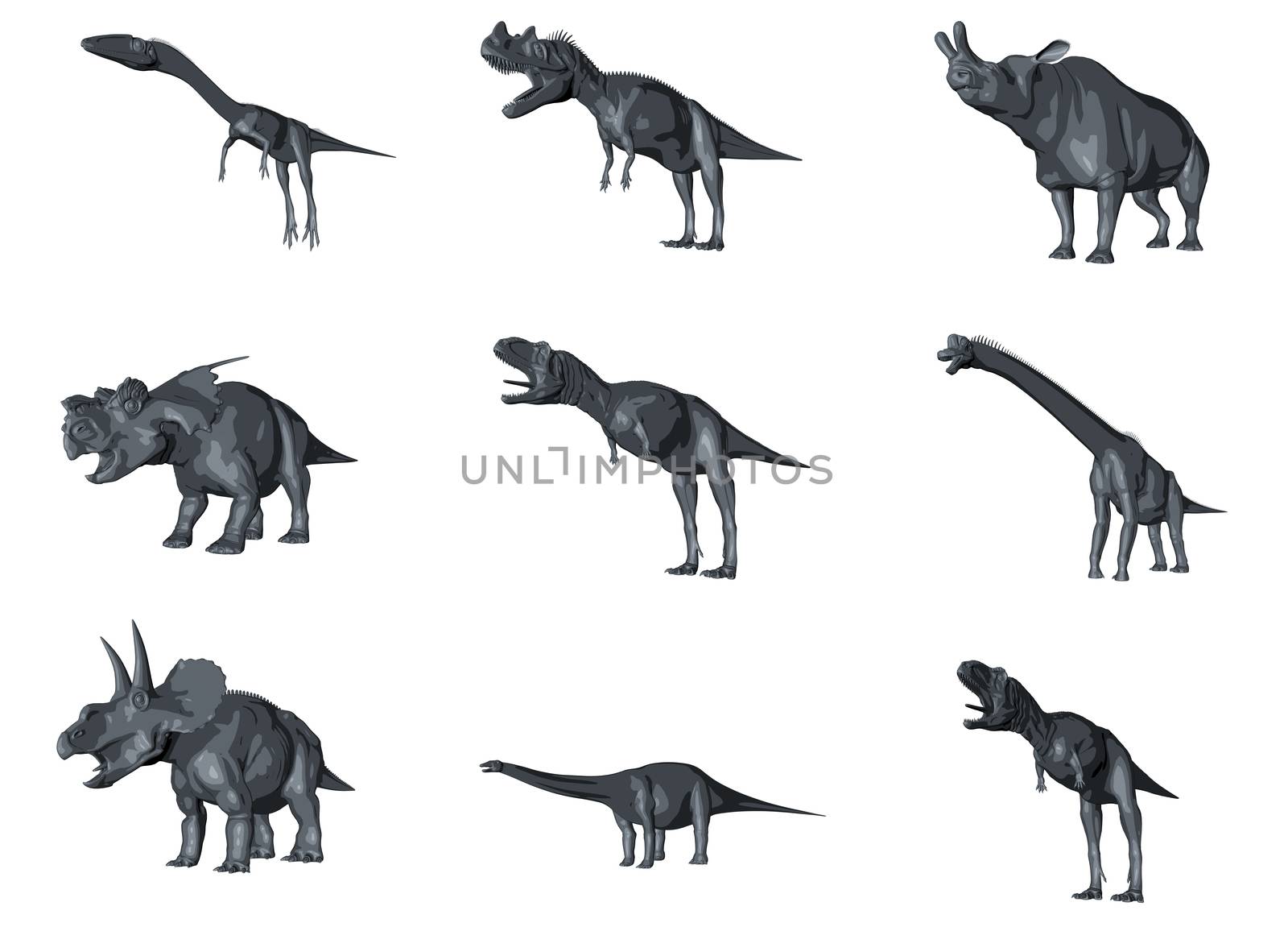 3d sketch render of a  dinosaurs collection by fares139