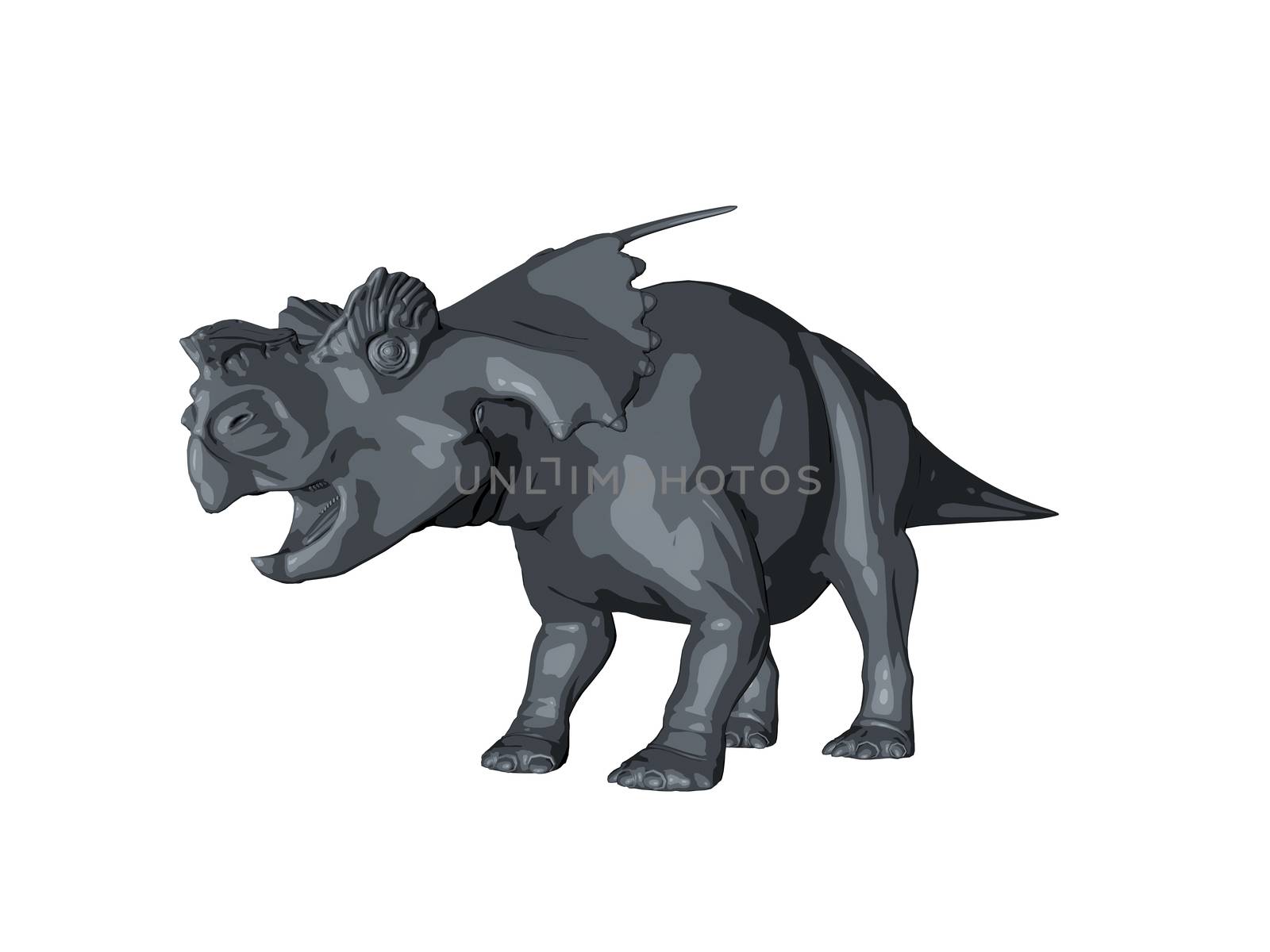 3d sketch render of a  dinosaur, which lived during the Cretaceous period, isolated on white.