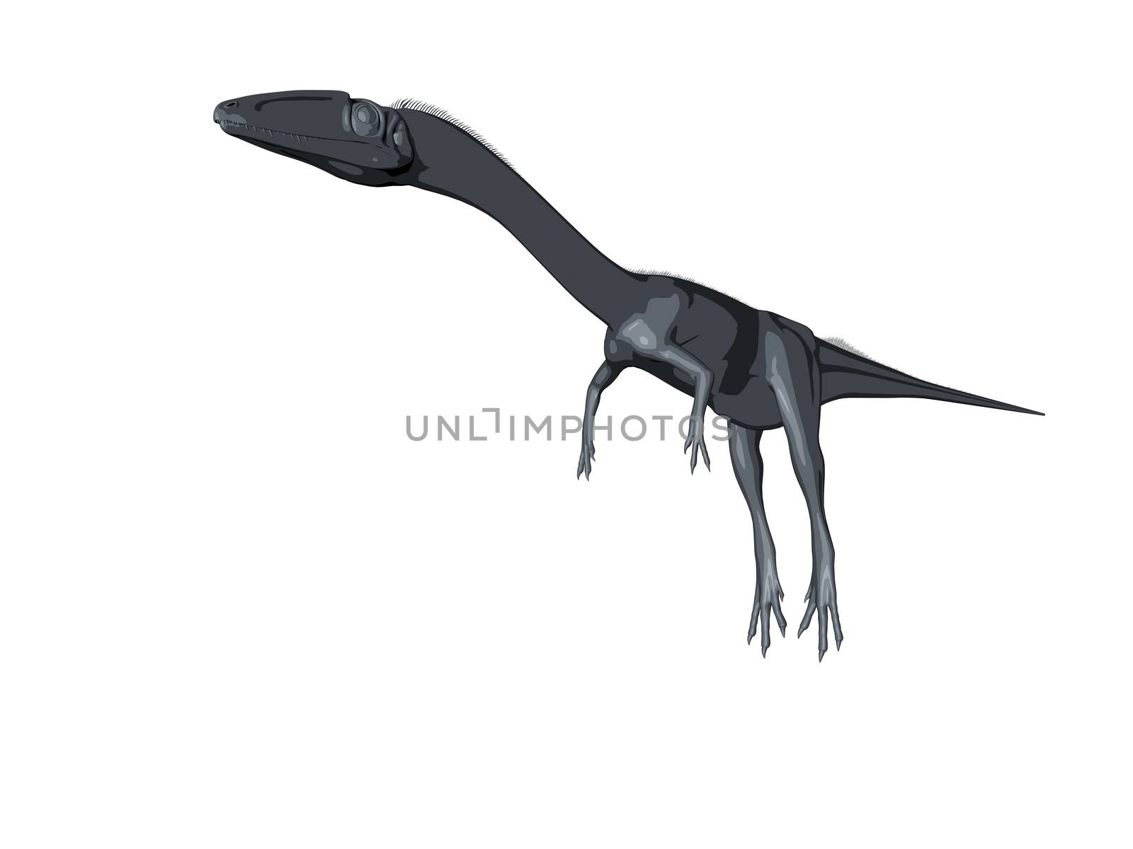 3d sketch render of a  dinosaur, which lived during the Cretaceous period, isolated on white.