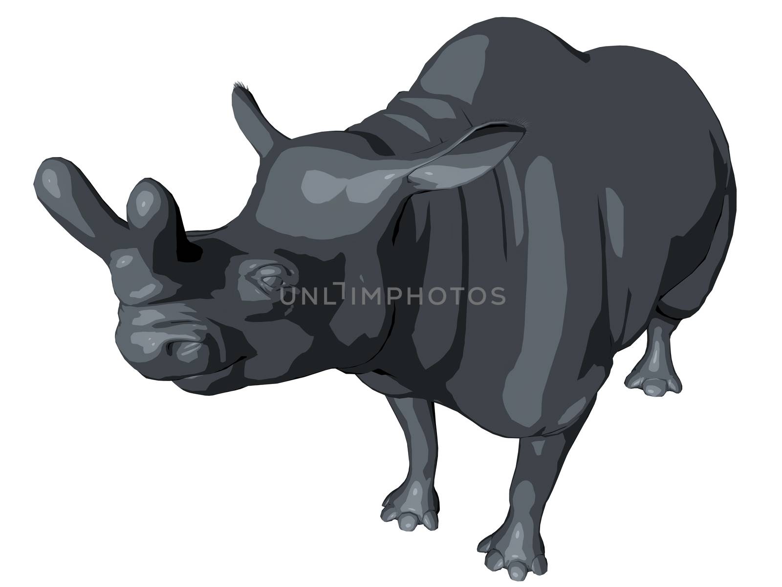 3d sketch render of a  dinosaur, which lived during the Cretaceous period, isolated on white.