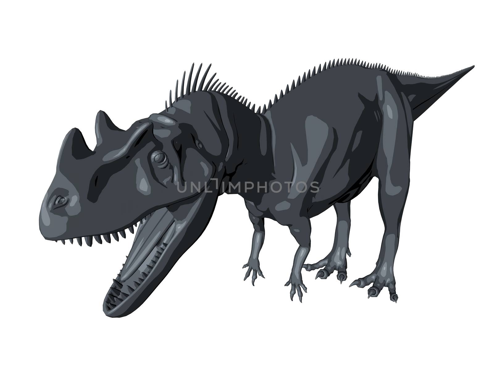 3d sketch render of a  dinosaur, which lived during the Cretaceous period, isolated on white.