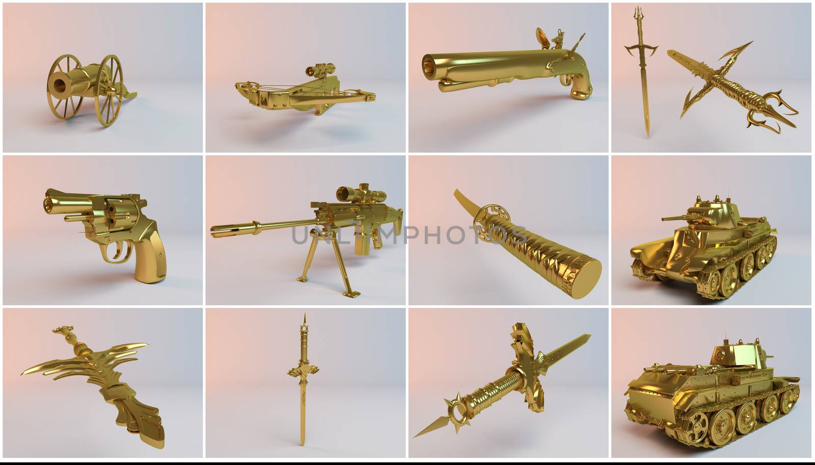 Golden imaginary 3d weapons collection by fares139