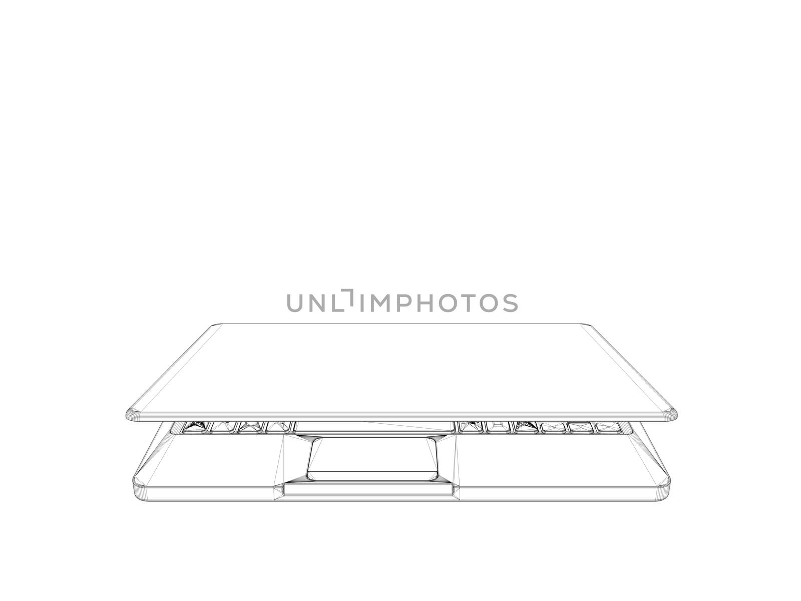 laptop wireframe illustration isolated on white background