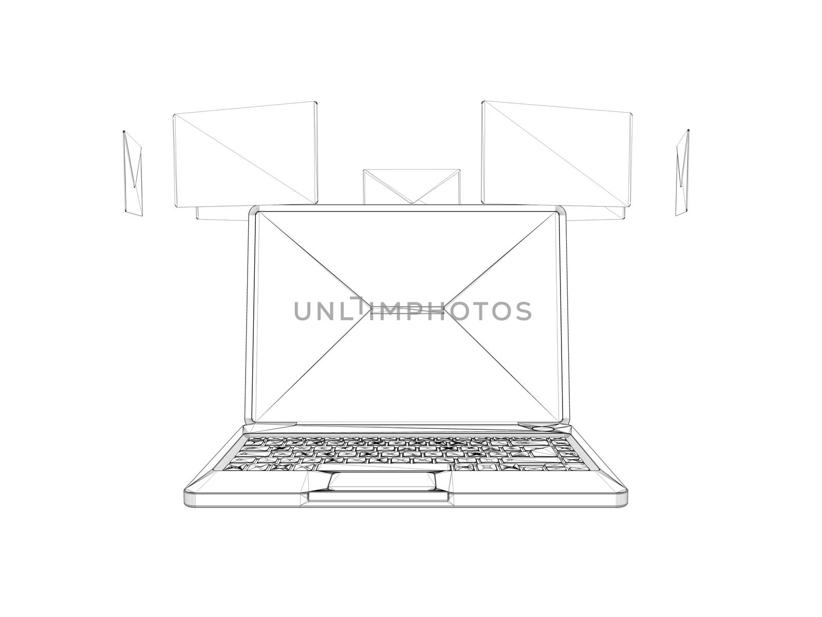 3d wireframe laptop by fares139