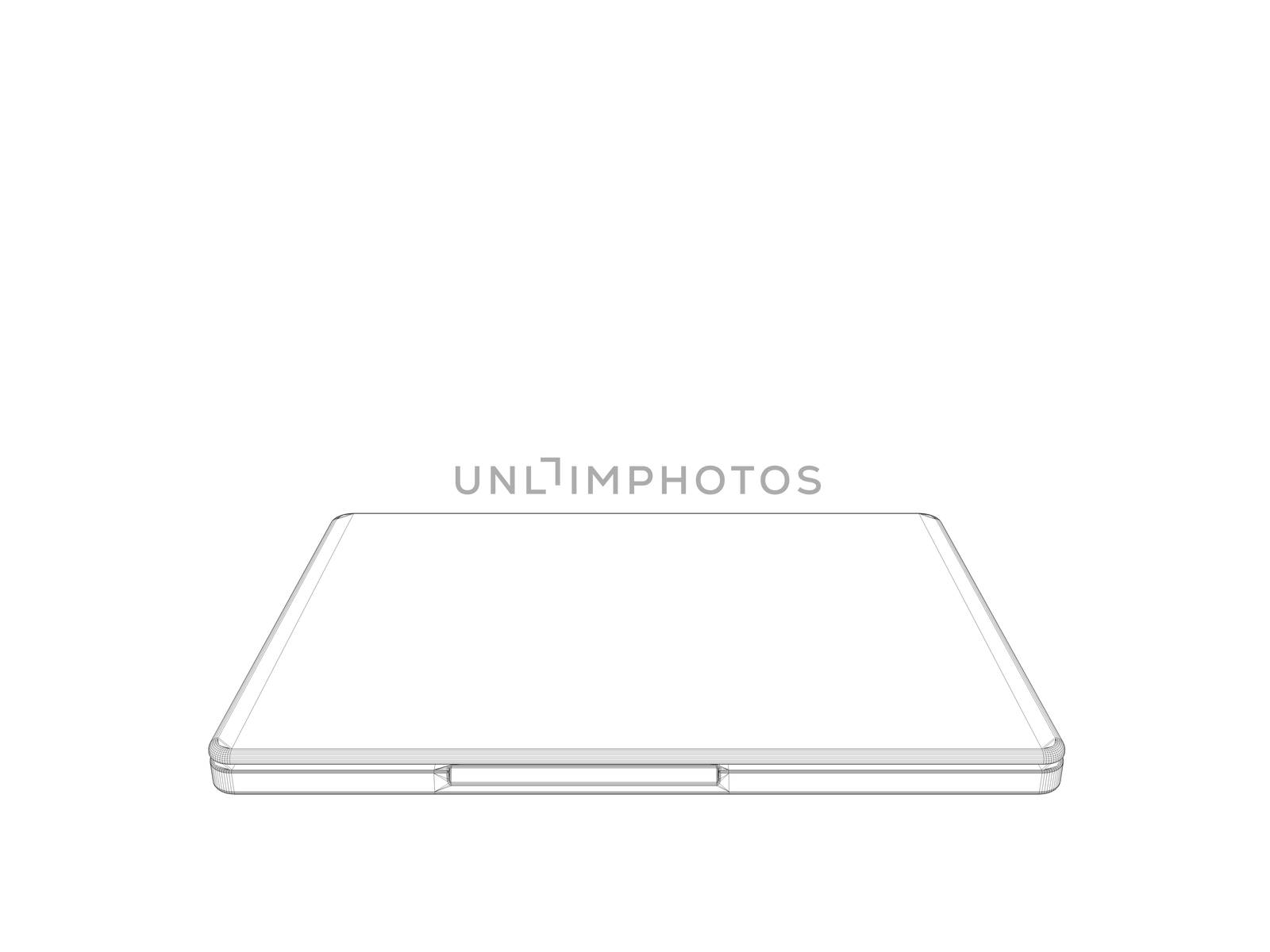 laptop wireframe illustration isolated on white background