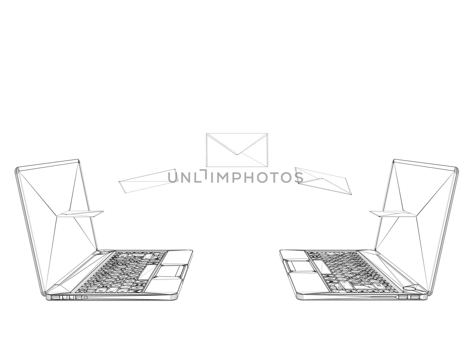 3d wireframe laptop by fares139