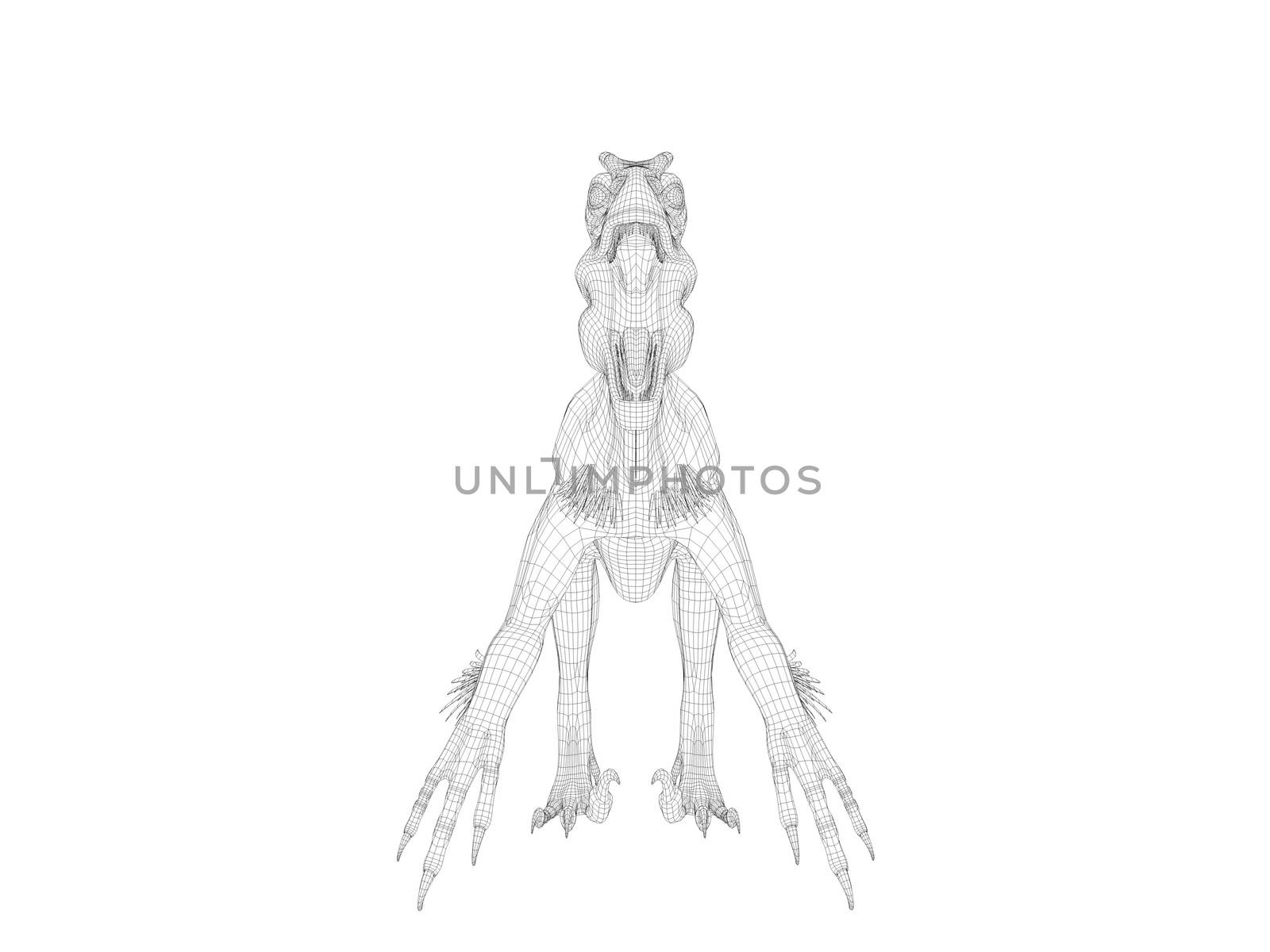 3d dinosaur wireframe (lines) isolated on a white back ground