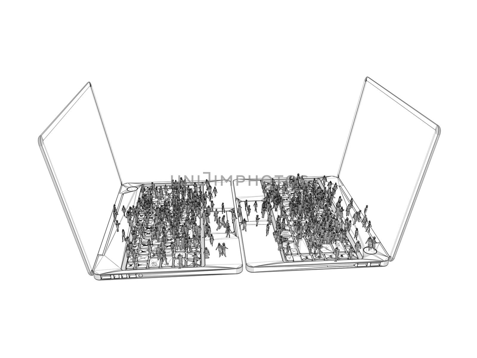 3d wireframe laptop by fares139