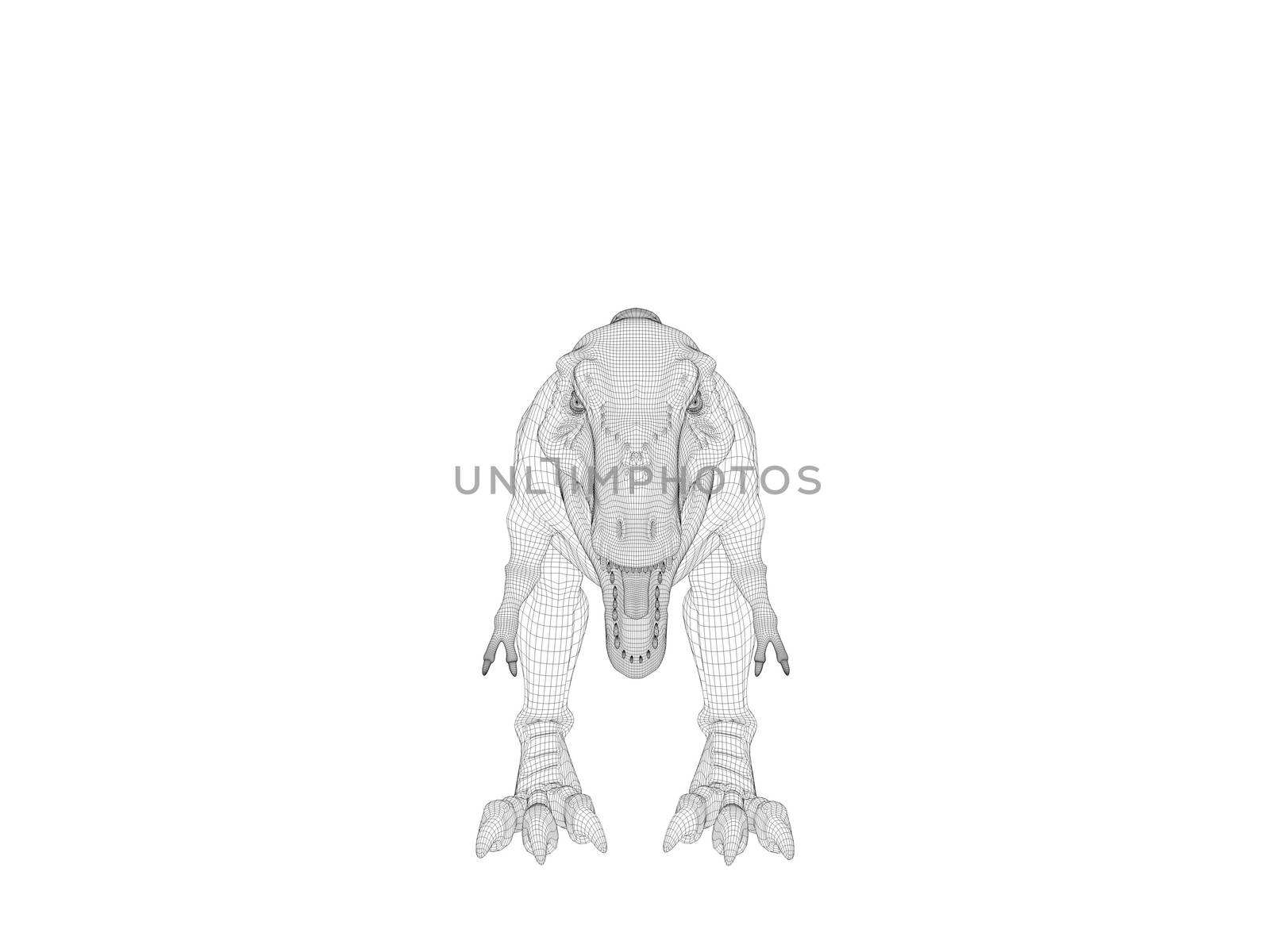 3d dinosaur wireframe (lines) isolated on a white back ground