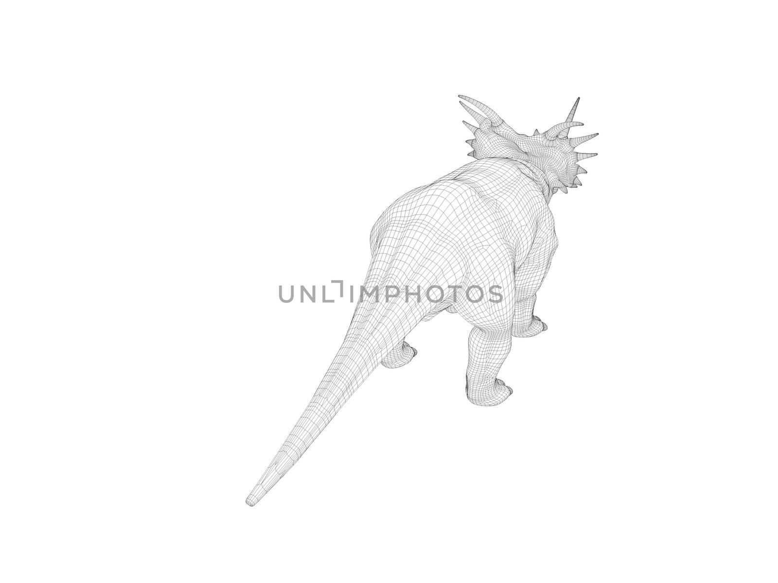 3d dinosaur wireframe (lines) isolated on a white back ground