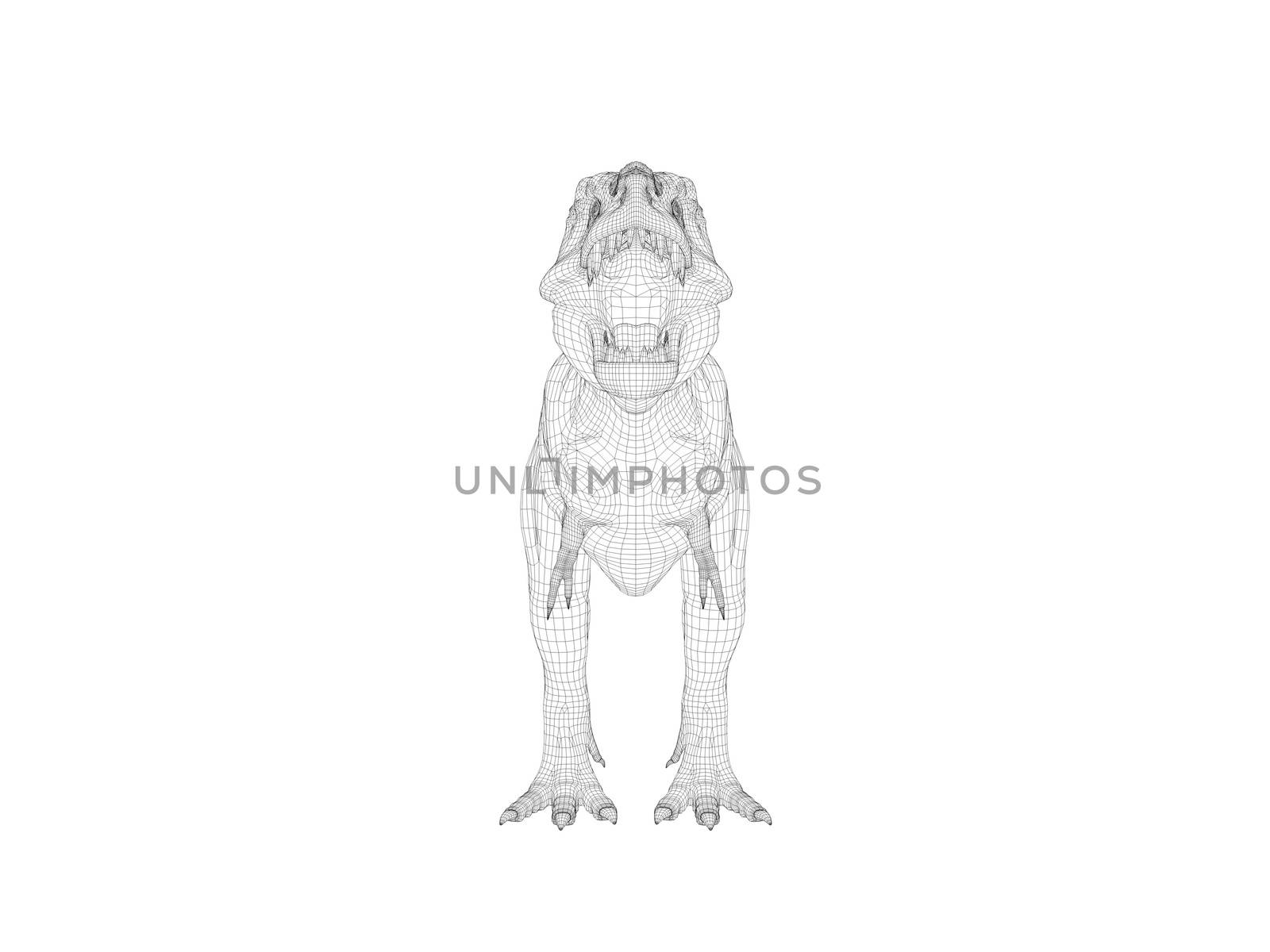 3d dinosaur wireframe (lines) isolated on a white back ground