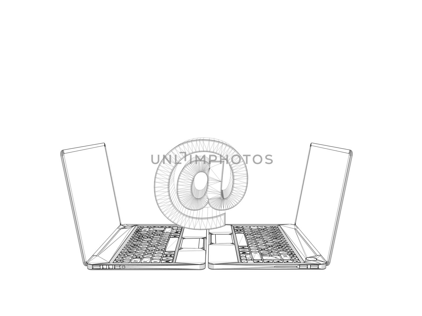 3d wireframe laptop by fares139