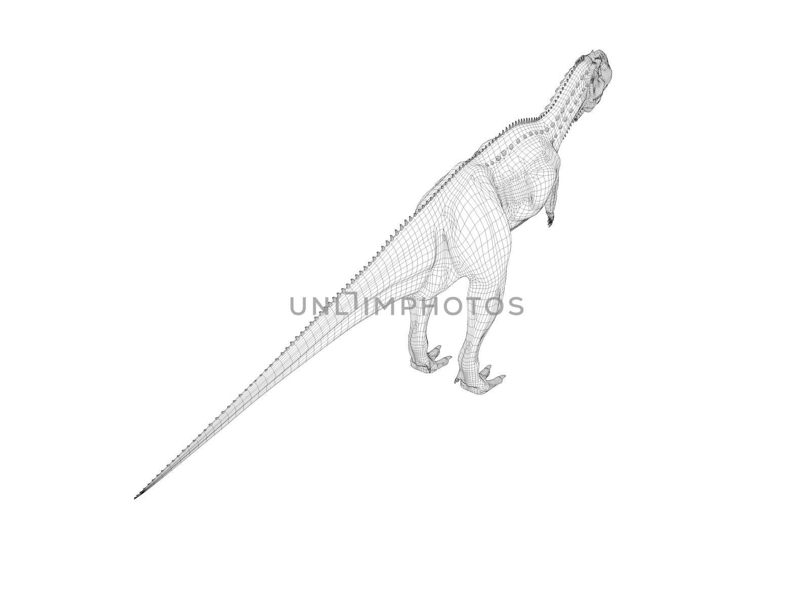 3d dinosaur wireframe (lines) isolated on a white back ground