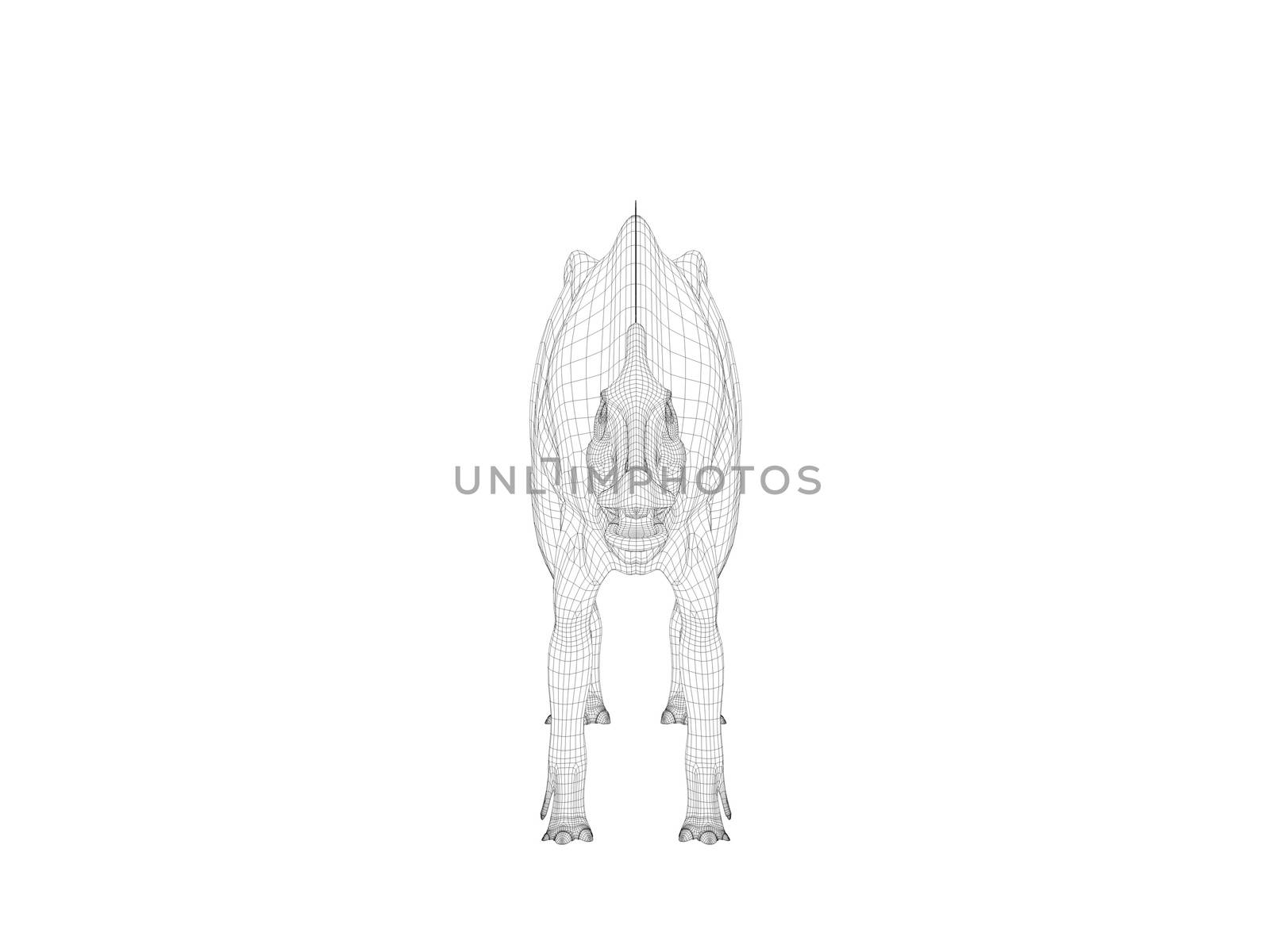 3d dinosaur wireframe (lines) isolated on a white back ground