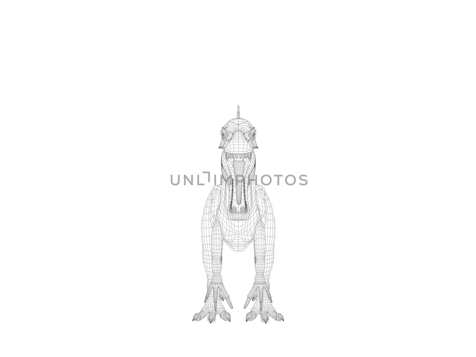 3d dinosaur wireframe (lines) isolated on a white back ground