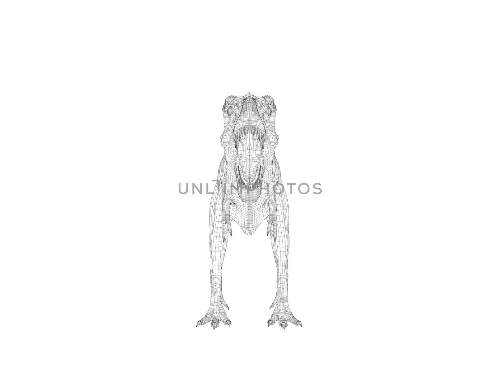 3d dinosaur wireframe (lines) isolated on a white back ground