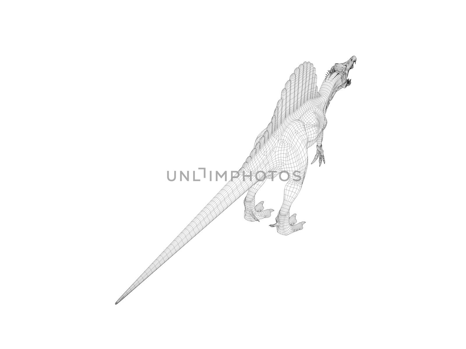 3d dinosaur wireframe (lines) isolated on a white back ground