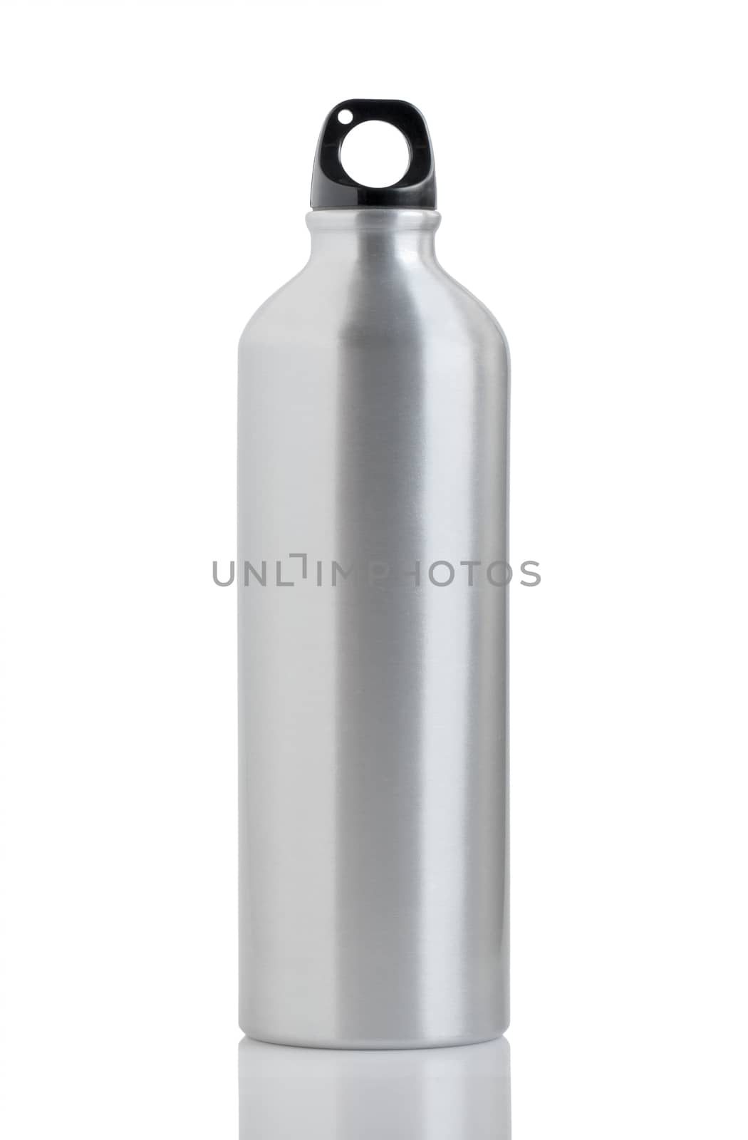 Aluminum bottle water isolated on white background