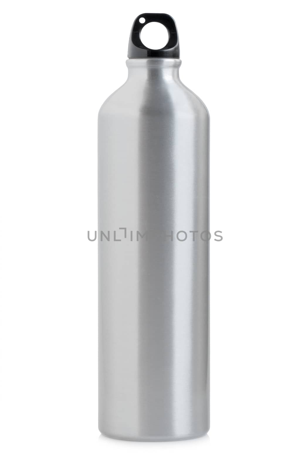 Aluminum bottle water isolated on white background