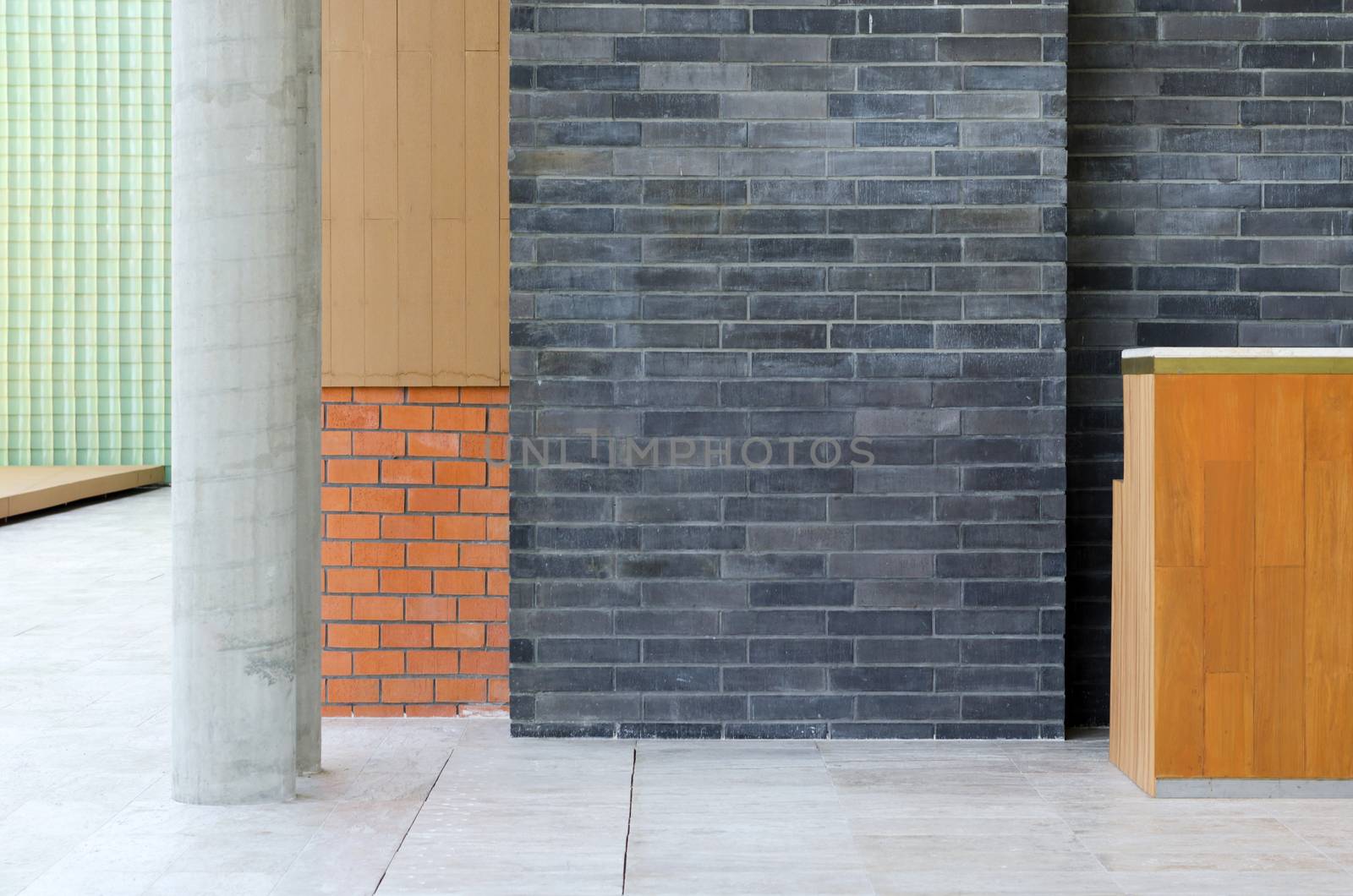 Various material in a chinese modern building