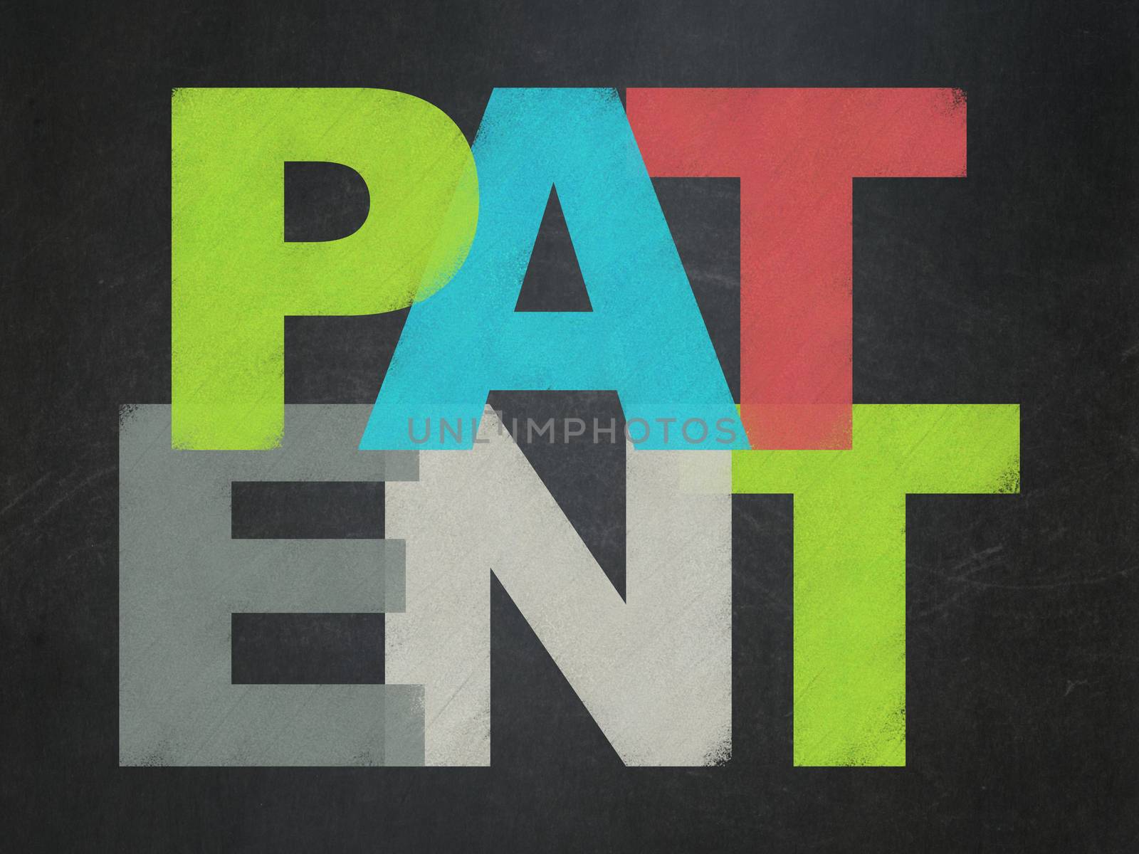 Law concept: Painted multicolor text Patent on School Board background