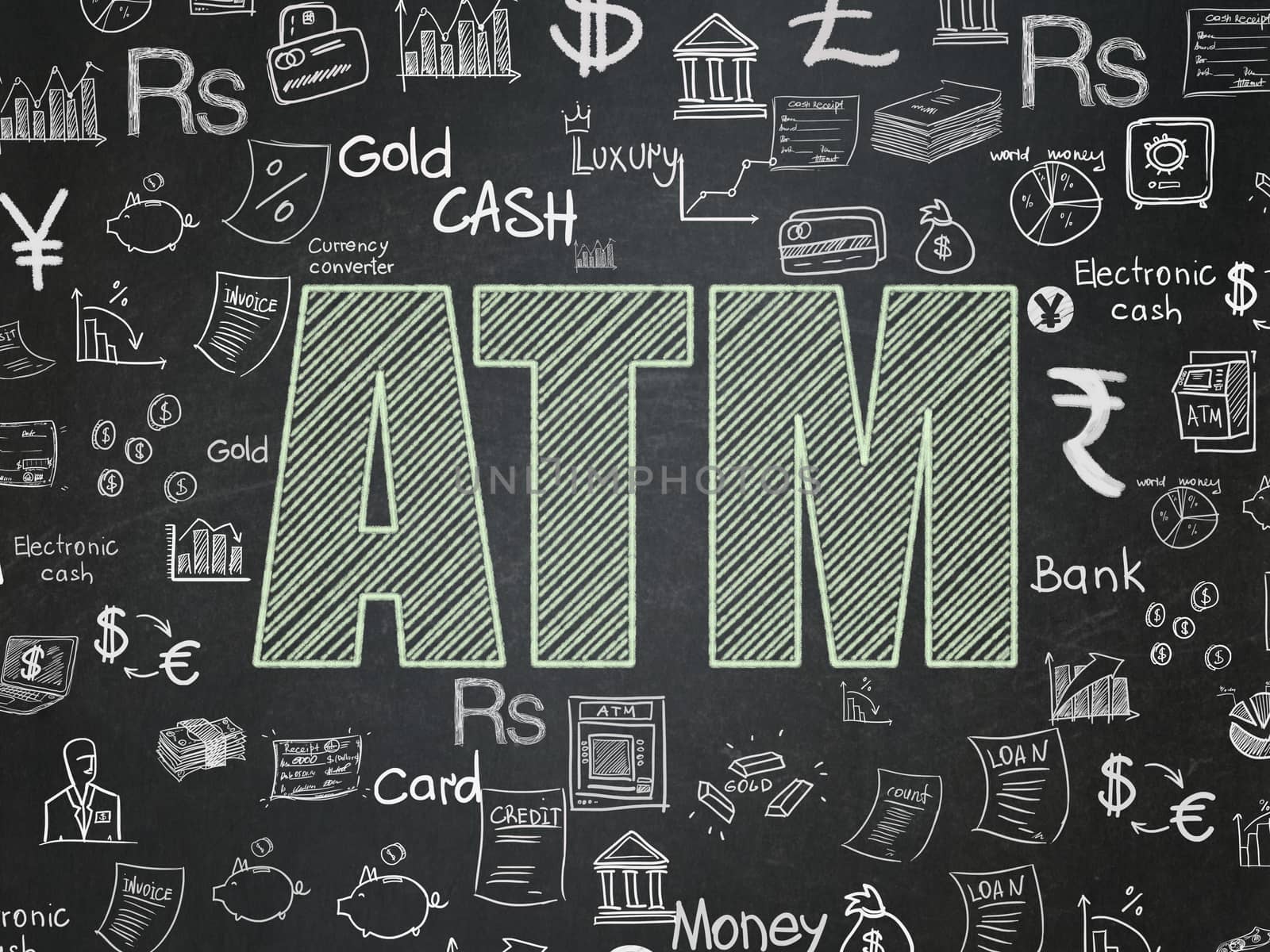 Currency concept: ATM on School Board background by maxkabakov