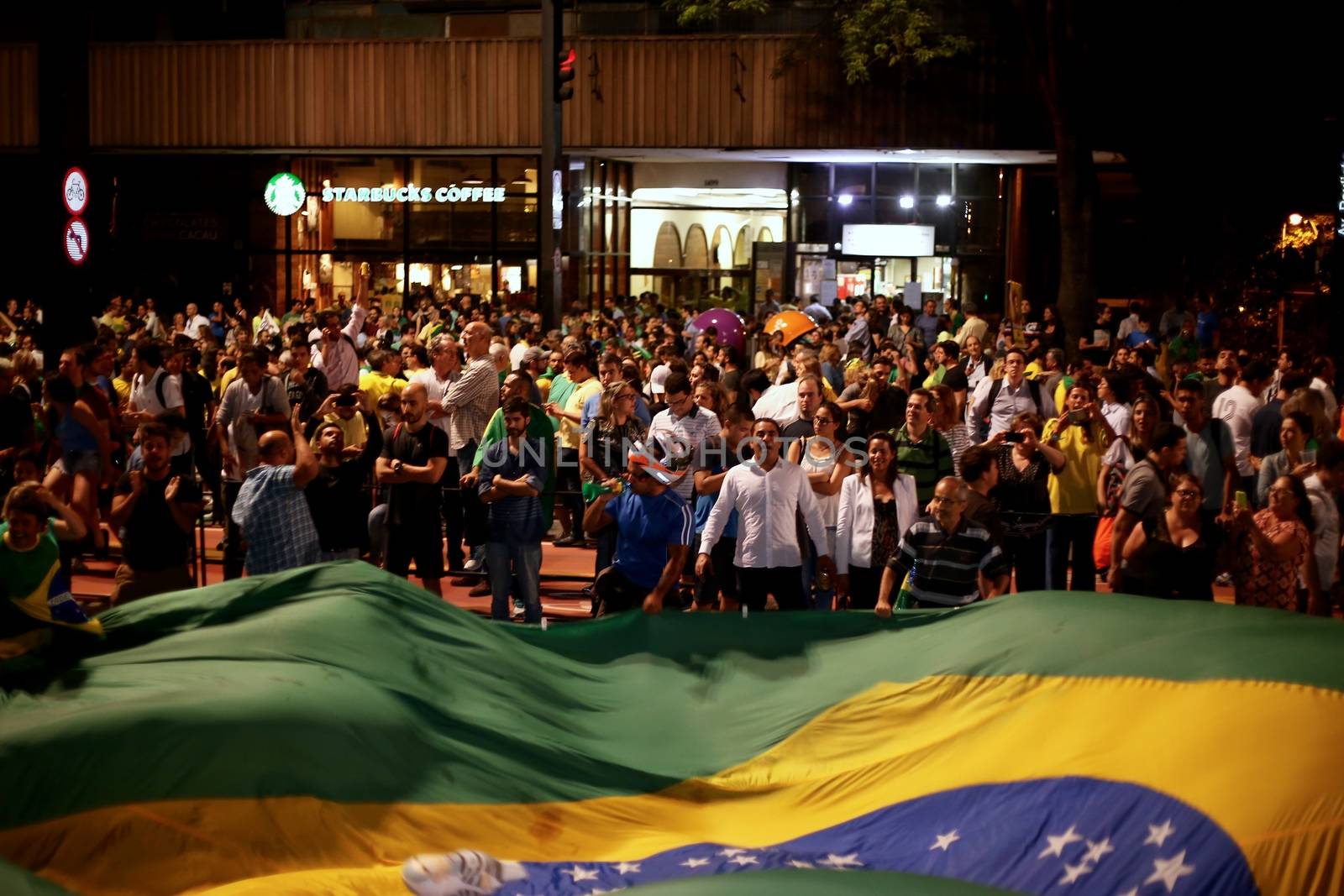 BRAZIL, Sao Paulo: Thousands gather on the Paulista Avenue, in Sao Paulo, during a pro-impeachment rally, on March 16, 2016. Outraged Brazilians protested in Brasilia and Sao Paulo following the release of a taped phone call between President Dilma Rousseff and her predecessor Luiz Inacio Lula da Silva. On Sunday, an estimated three million Brazilians flooded the streets in nationwide protests calling for Rousseff's departure.
