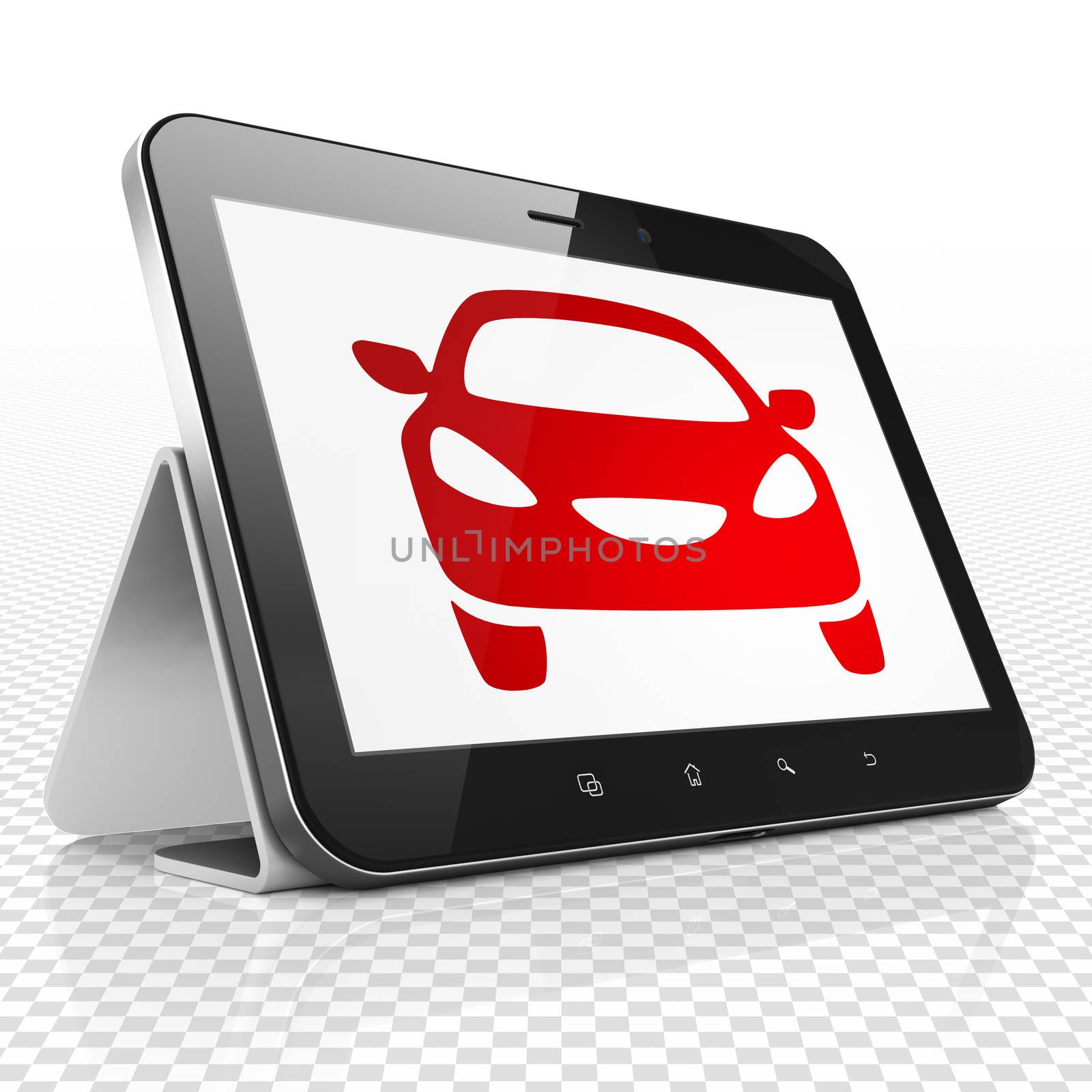 Tourism concept: Tablet Computer with Car on display by maxkabakov